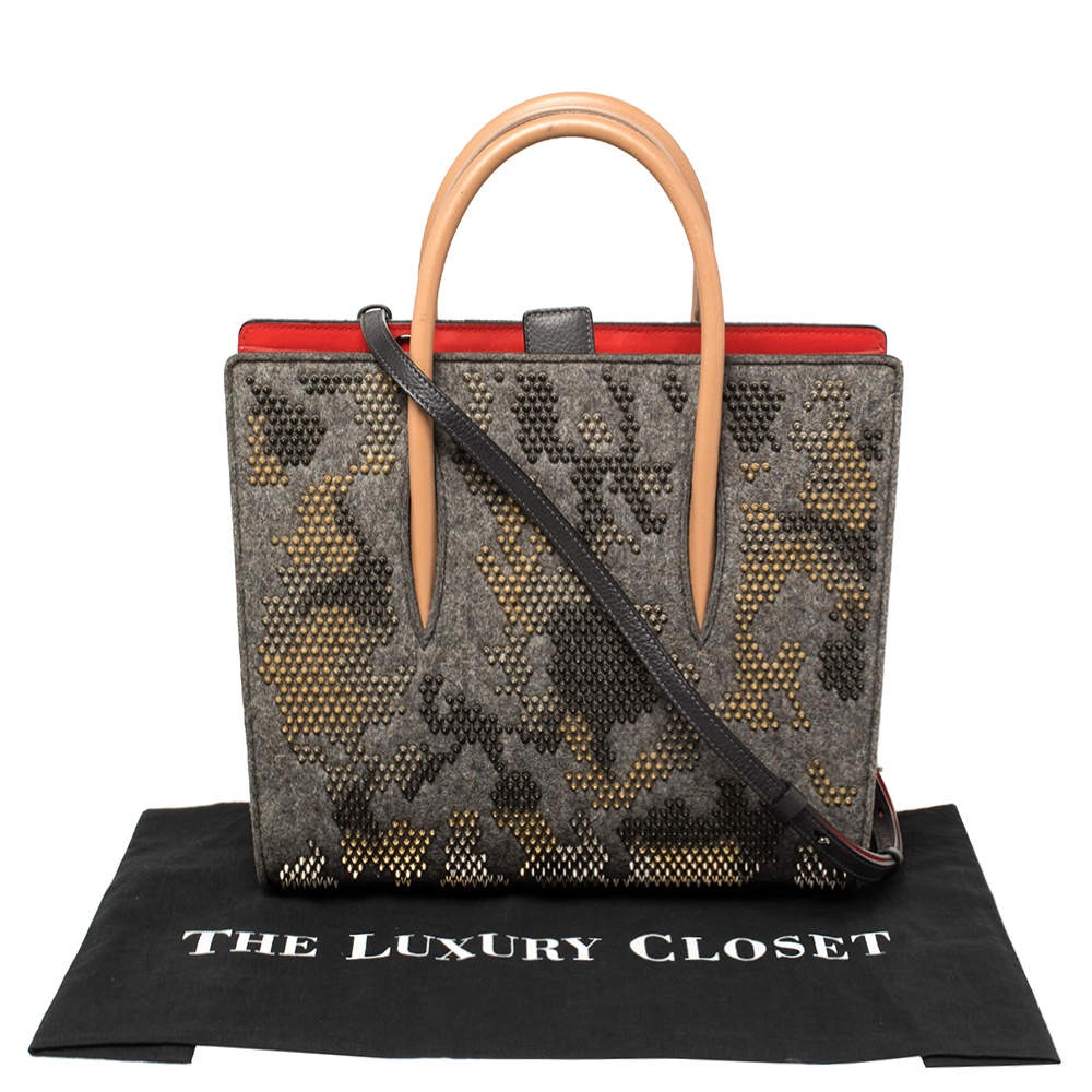 Christian Louboutin Multicolor Wool and Leather Medium Limited Edition  Spike Camouflage Paloma Tote Christian Louboutin