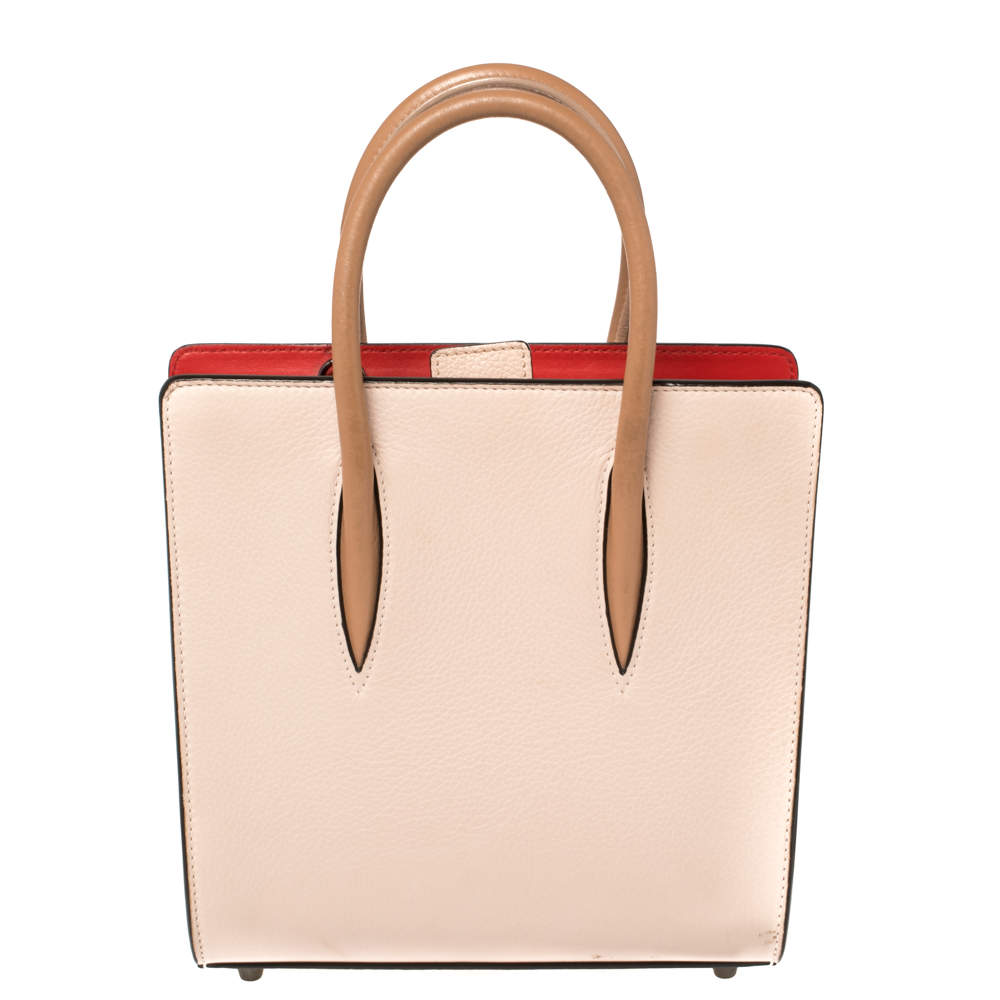 Christian Louboutin Beige Leather Small Paloma Studded Tote