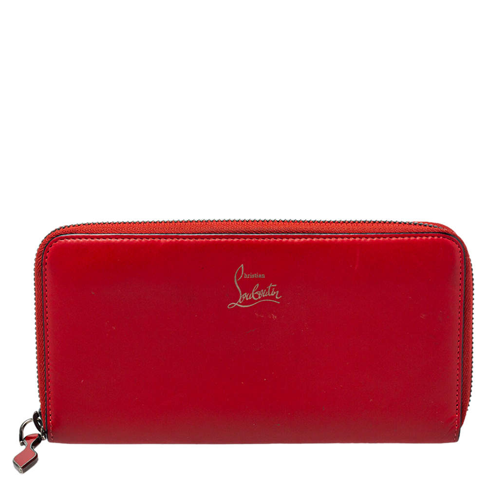Christian Louboutin Red Leather Zip Around Wallet