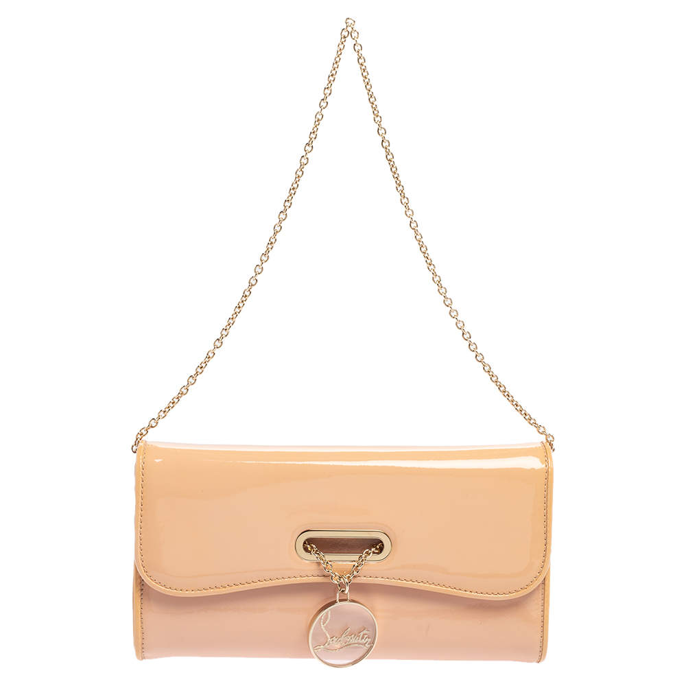 مملوكة مسبقًا حقيبة كلتش كريستيان لوبوتان ريفيرا جلد لامع بيج 