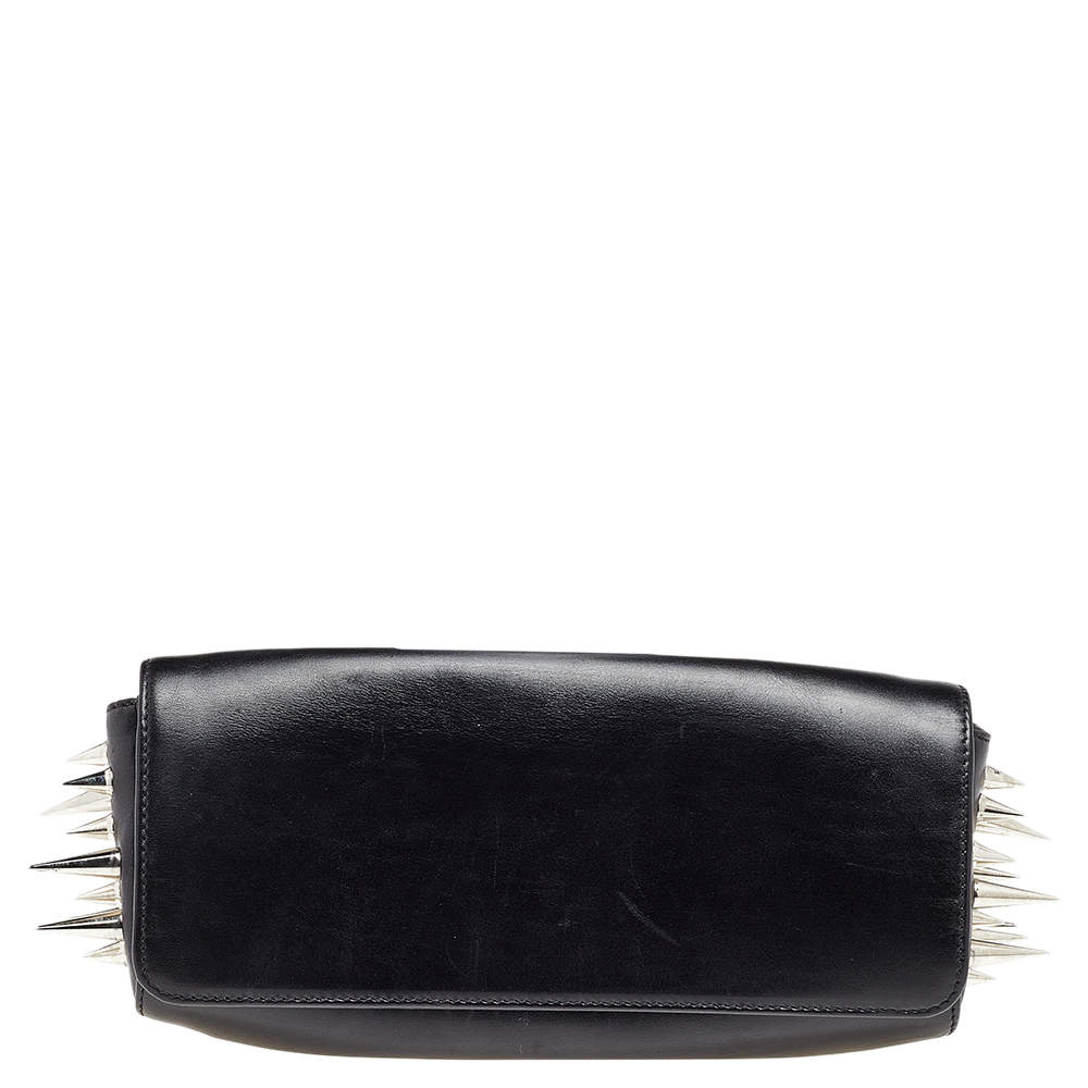 Christian Louboutin Black Leather Marquise Spike Clutch