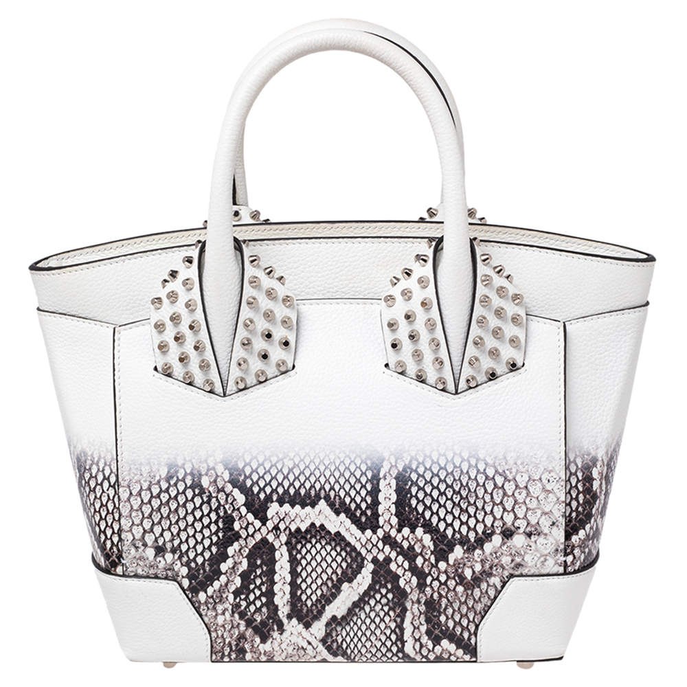 Pre Owned Christian Louboutin White Snakeskin Effect Leather Small Eloise Satchel