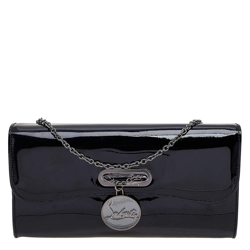 Christian Louboutin Black Patent Leather Riviera Clutch