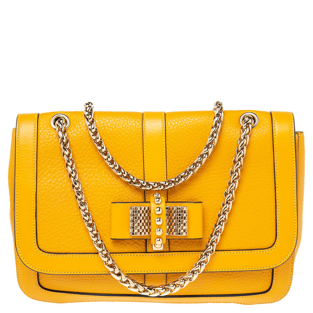 Christian Louboutin Yellow Leather Small Sweet Charity Shoulder Bag