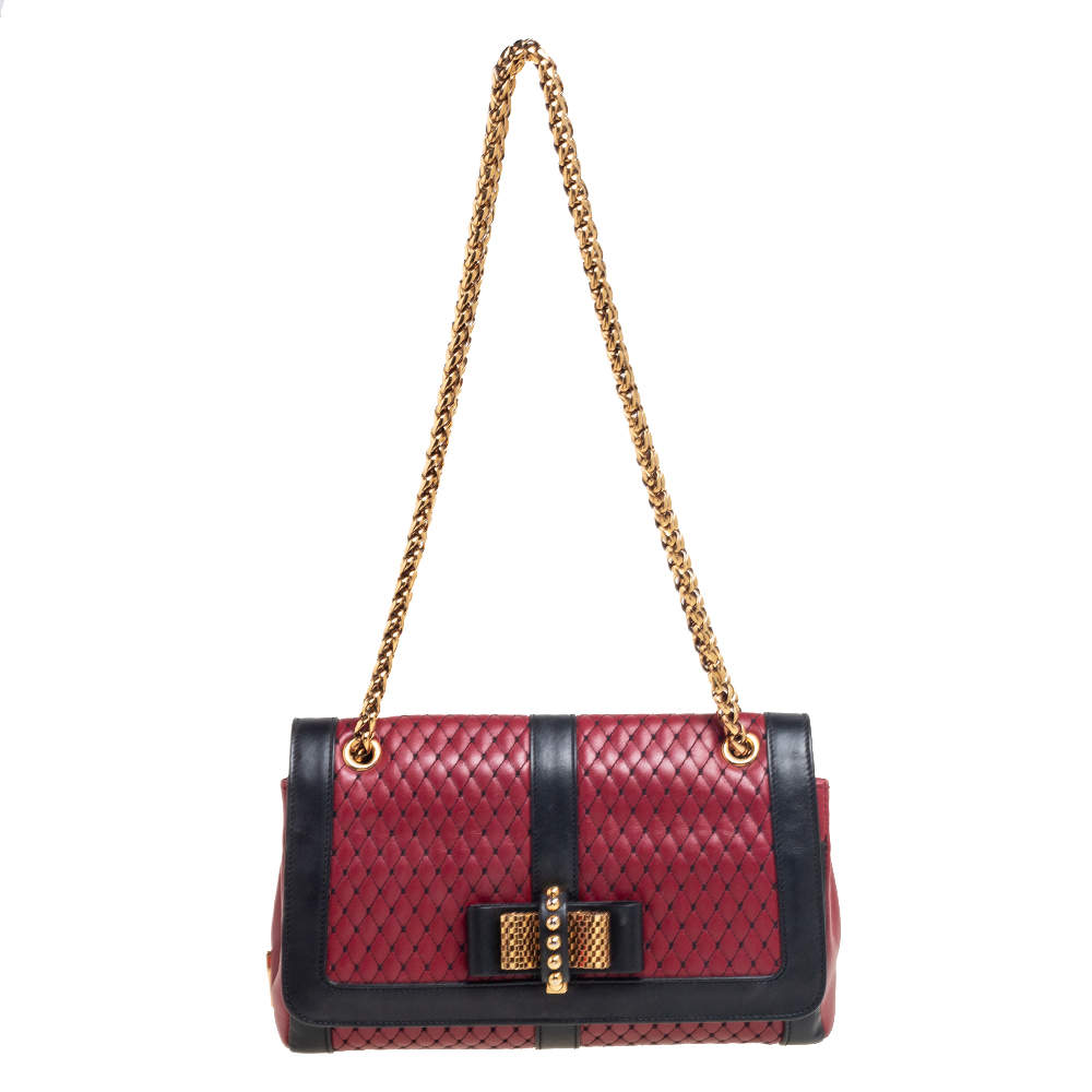 Christian Louboutin Red/Black Leather Sweet Charity Shoulder Bag