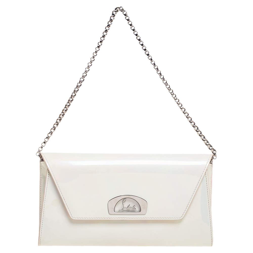 Christian Louboutin Pearl Holographic Patent Leather Vero Dodat Chain Clutch