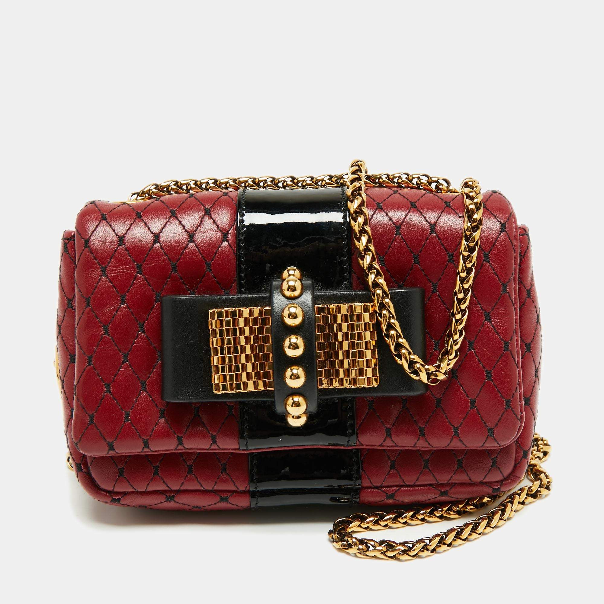 Christian Louboutin Red/Black Matelasse Leather Sweet Charity Shoulder Bag