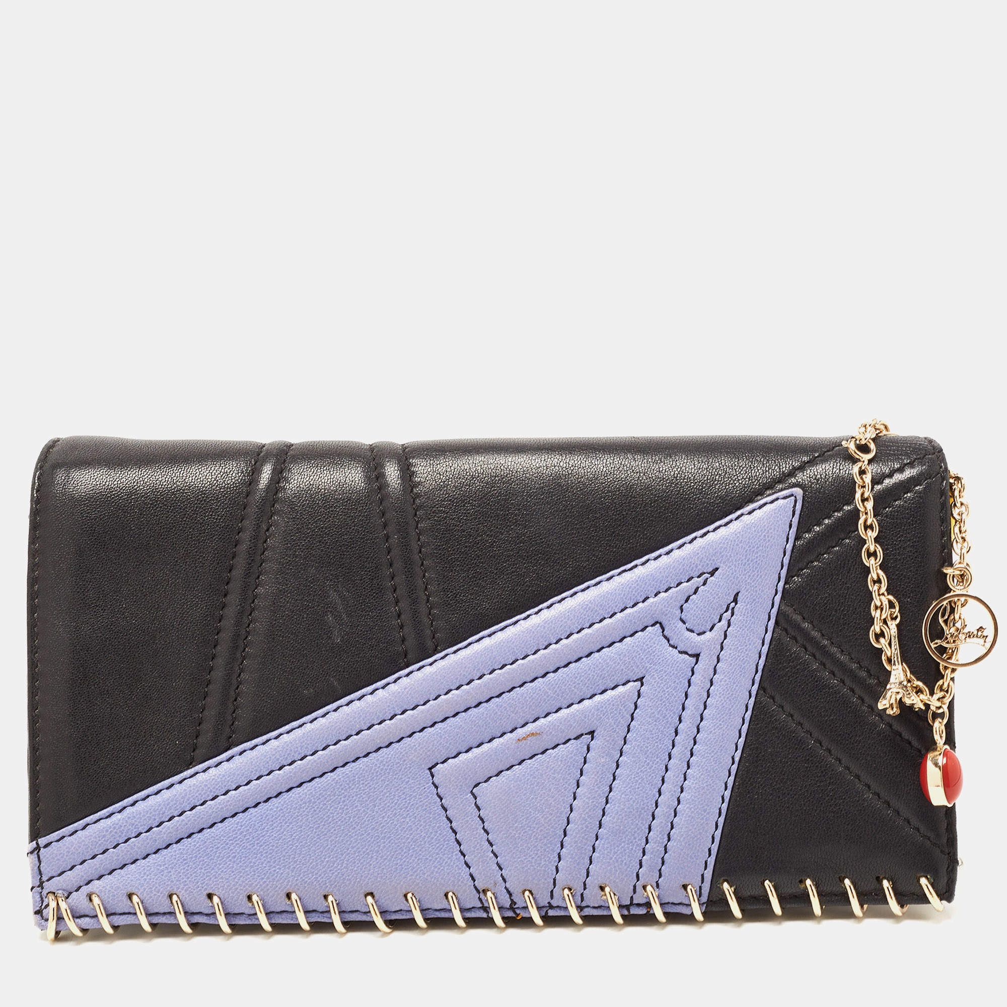 Christian Louboutin Multicolor Leather Spiral Detail Flap Clutch
