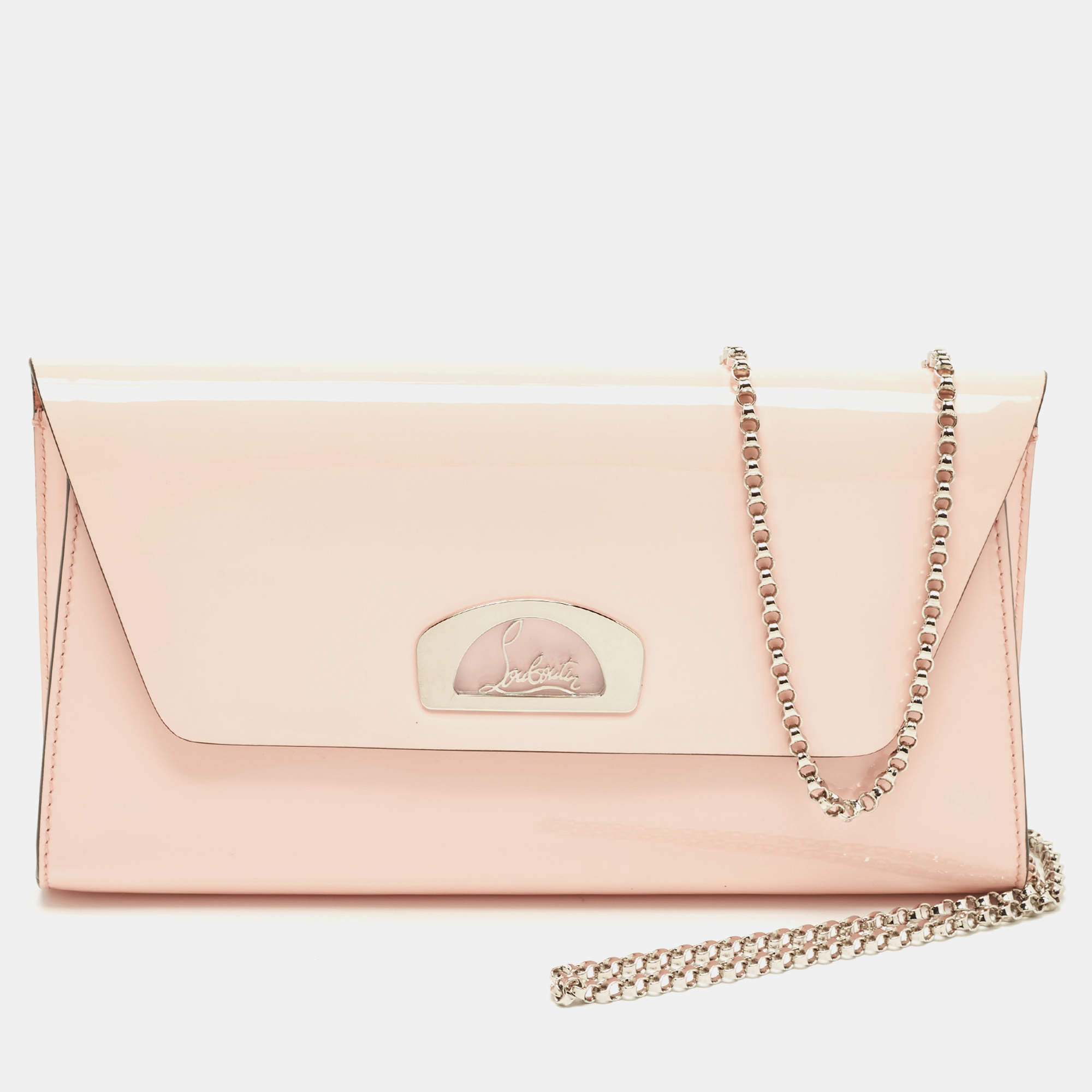 Christian Louboutin Pink Patent Leather Vero Dodat Chain Clutch