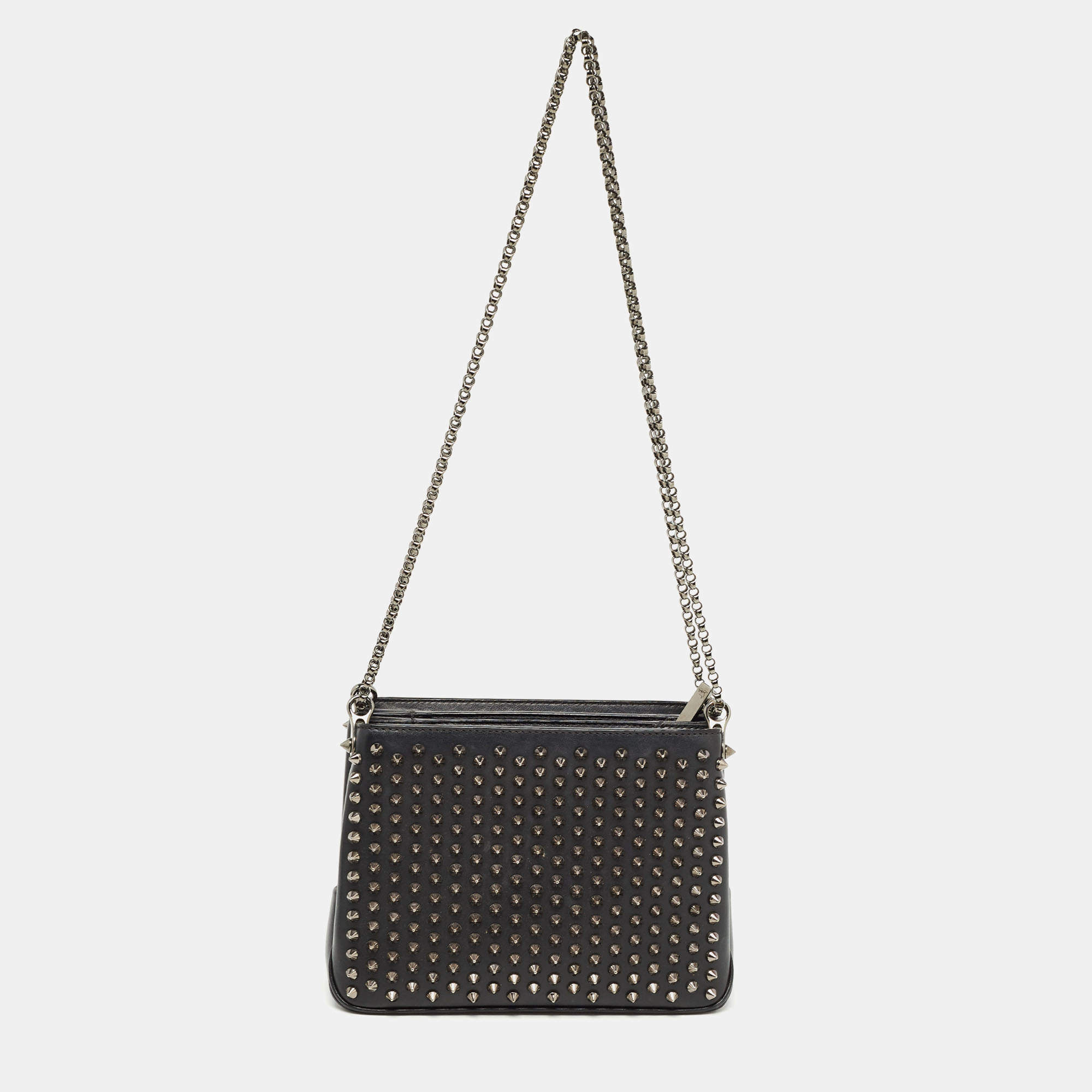 Christian Louboutin Black Leather Triloubi Chain Shoulder Bag