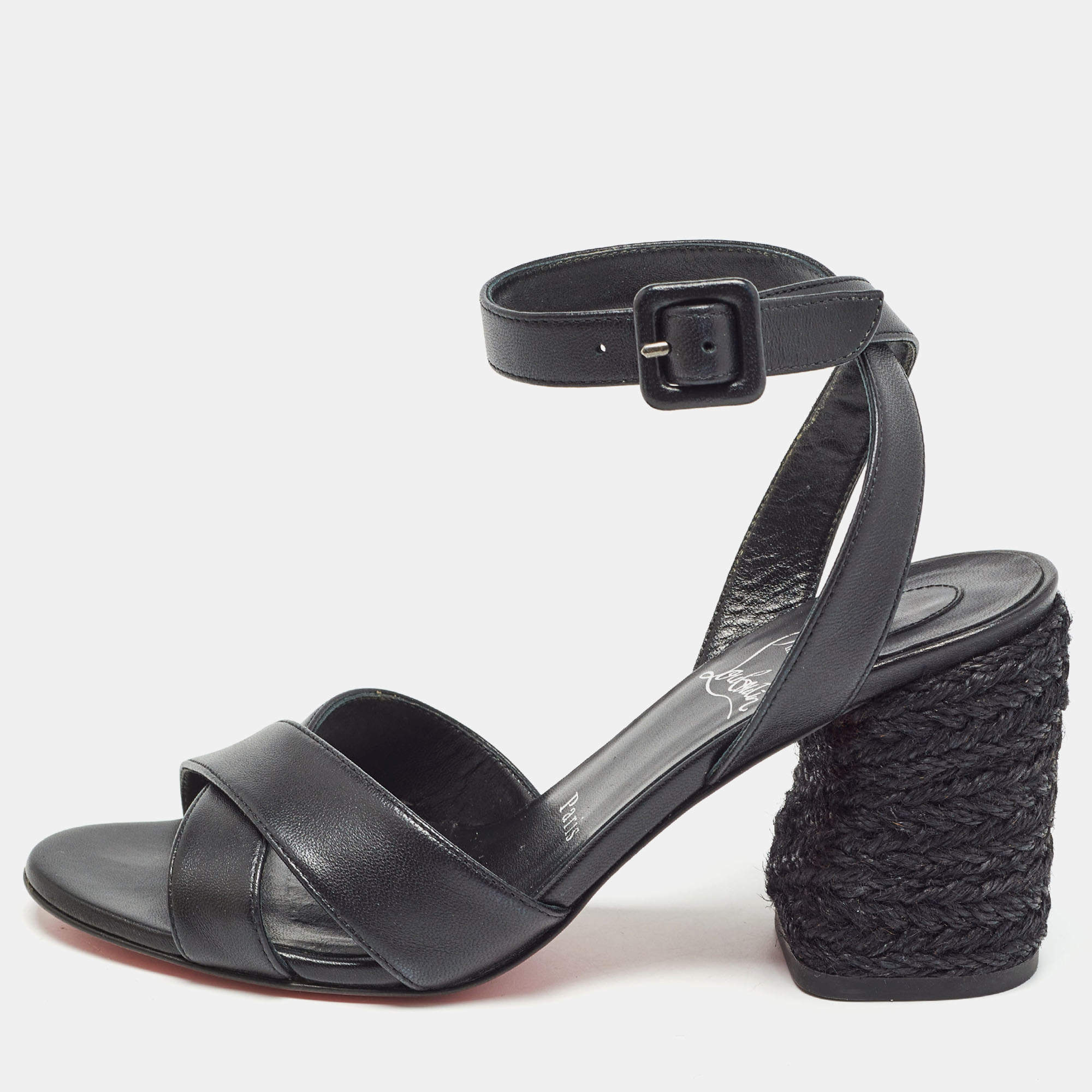 Christian Louboutin Black Leather Summer Mariza Sandals Size 36