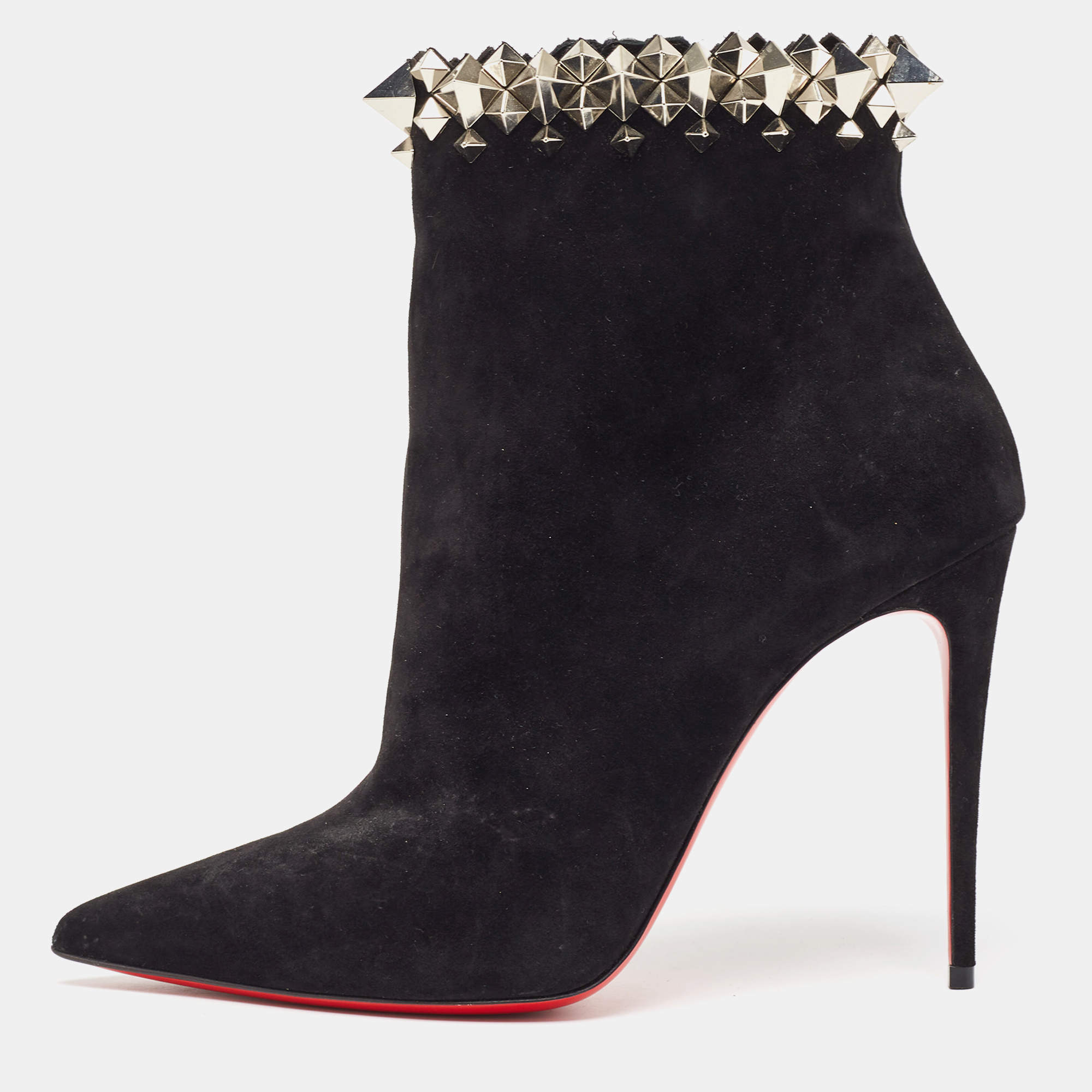 Pre Owned Christian Louboutin Black Suede Firmamma Ankle Boots Size 40