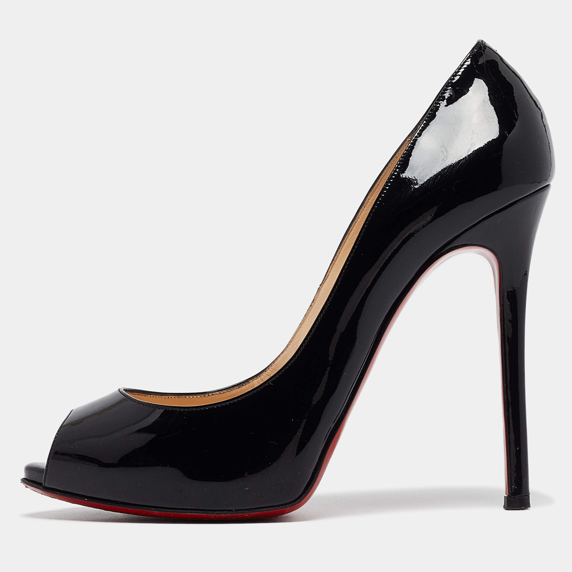Pre Owned Christian Louboutin Black Patent Leather Flo Pumps Size 39