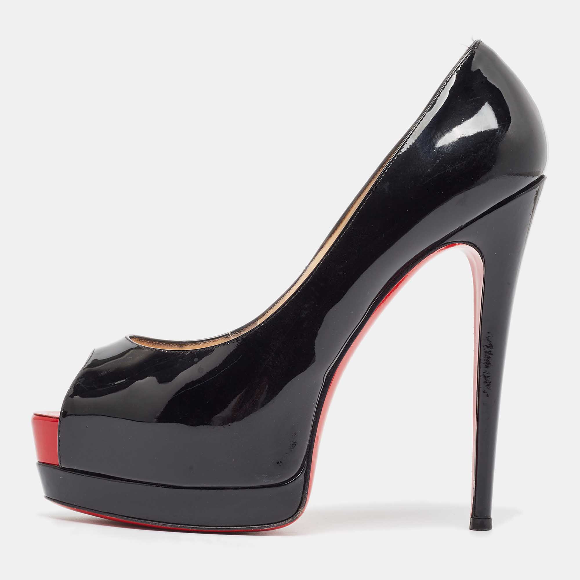 مملوكة مسبقًا Christian Louboutin Black Patent Leather Palais Royal Pumps 38