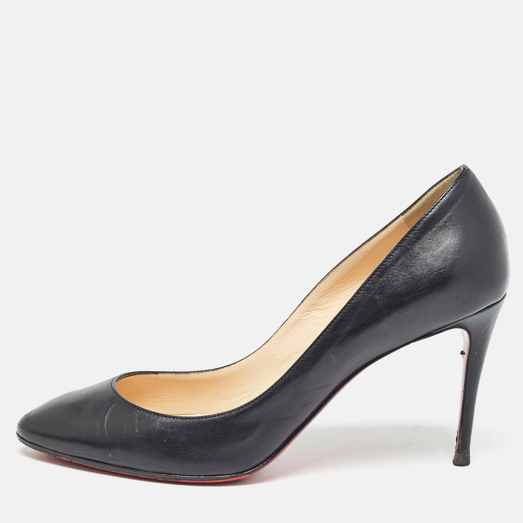 Christian Louboutin Black Leather Ronaldo Pumps Size 38.5