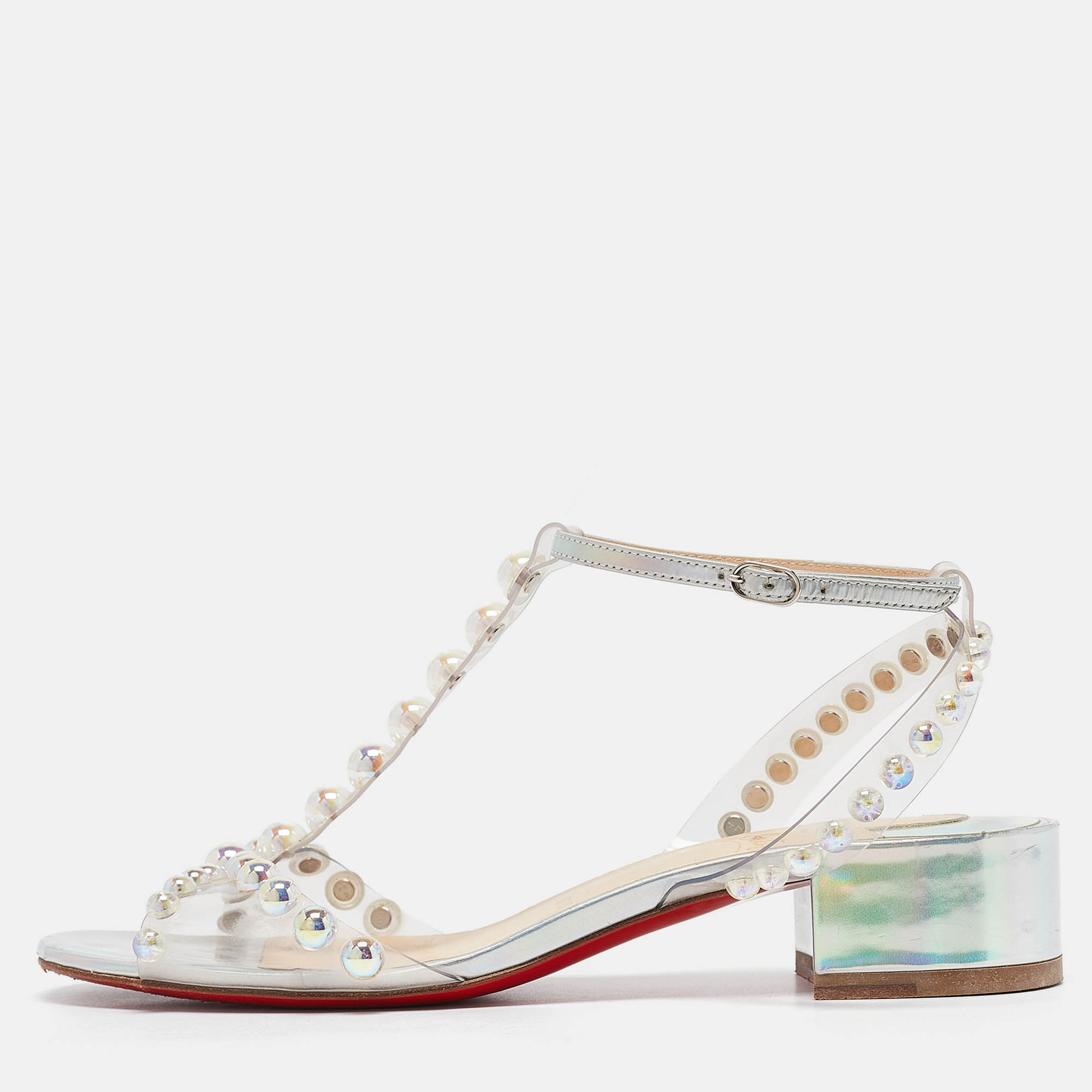 Christian Louboutin Transparent PVC Faridaravie Ankle Strap Sandals Size 37.5