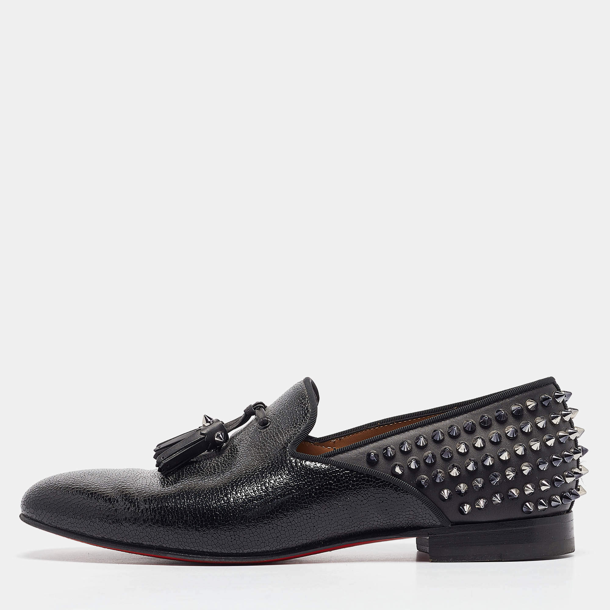 Christian Louboutin Black Leather Tassilo Loafers Size 41.5 Christian Louboutin TLC