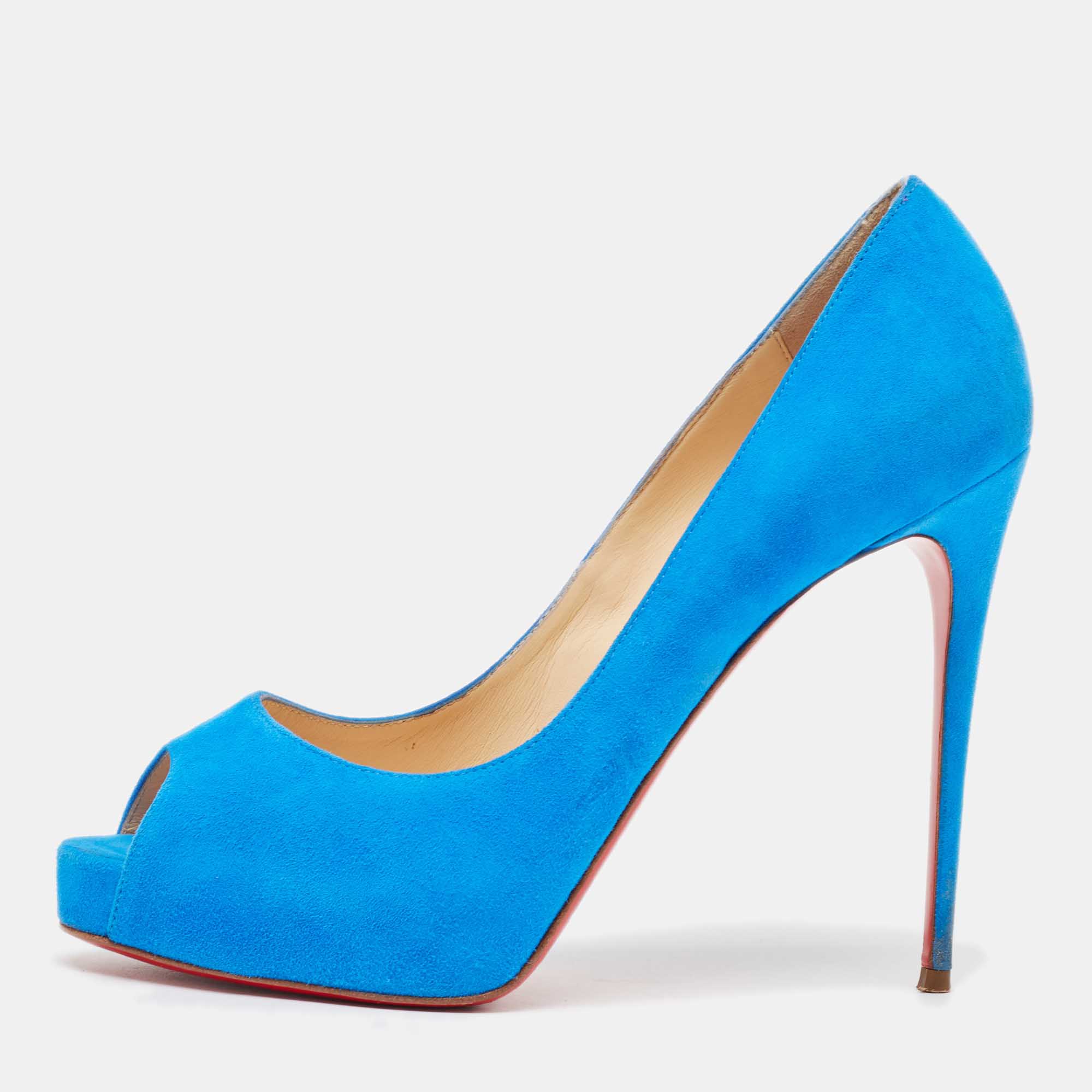 Christian Louboutin Blue Suede New Very Prive Pumps Size 37.5