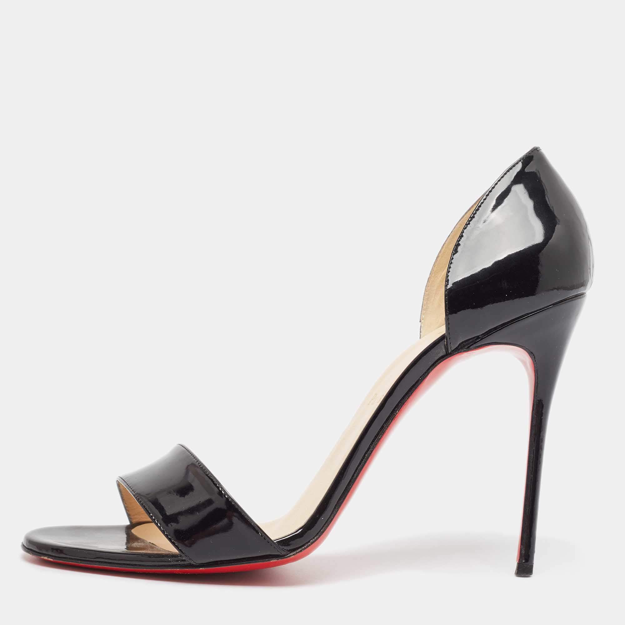 Pre Owned Christian Louboutin Black Patent Leather Pass Pass D'orsay Pumps Size 40