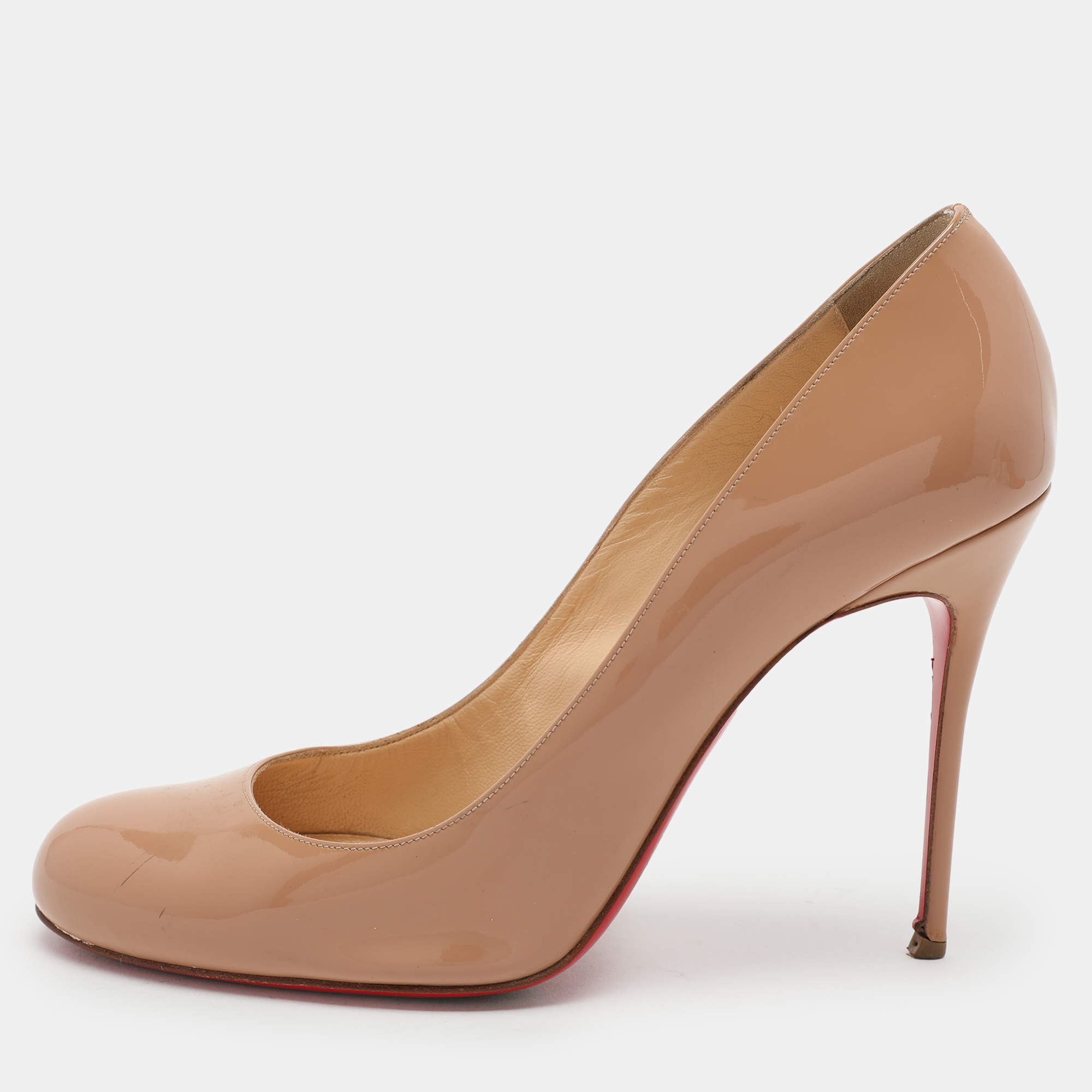 Christian Louboutin Beige Patent Leather Simple Pumps Size 40