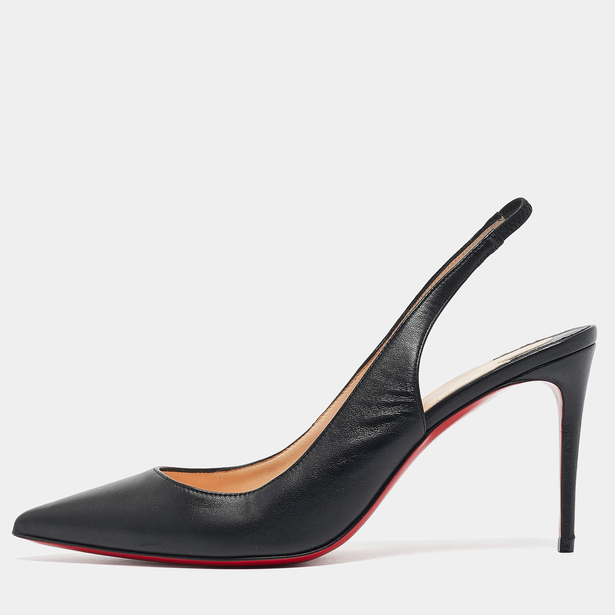 Christian Louboutin Black Leather Kate Slingback Pumps Size 38.5 Christian Louboutin TLC