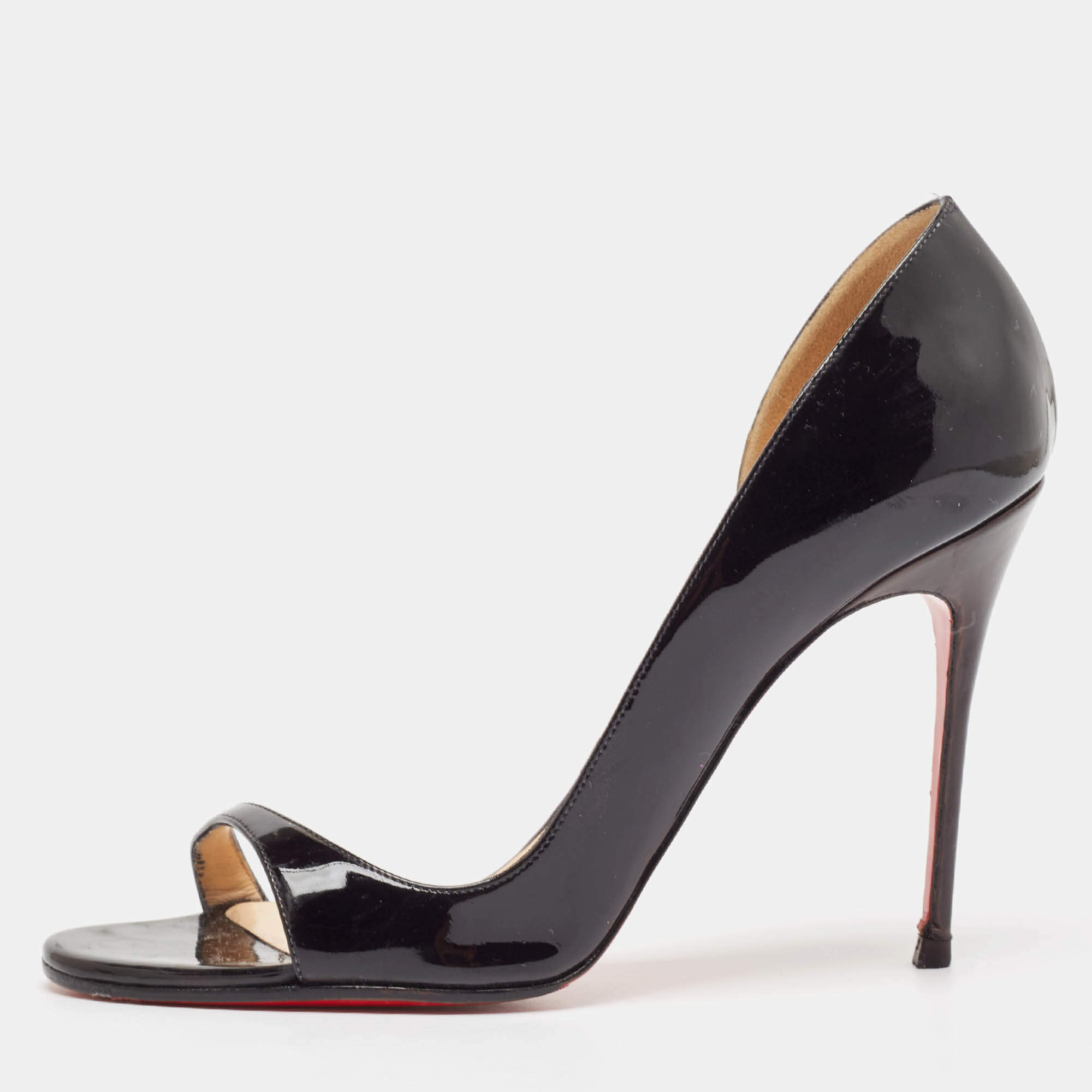 Christian Louboutin Black Patent Leather Toboggan Pumps Size 40