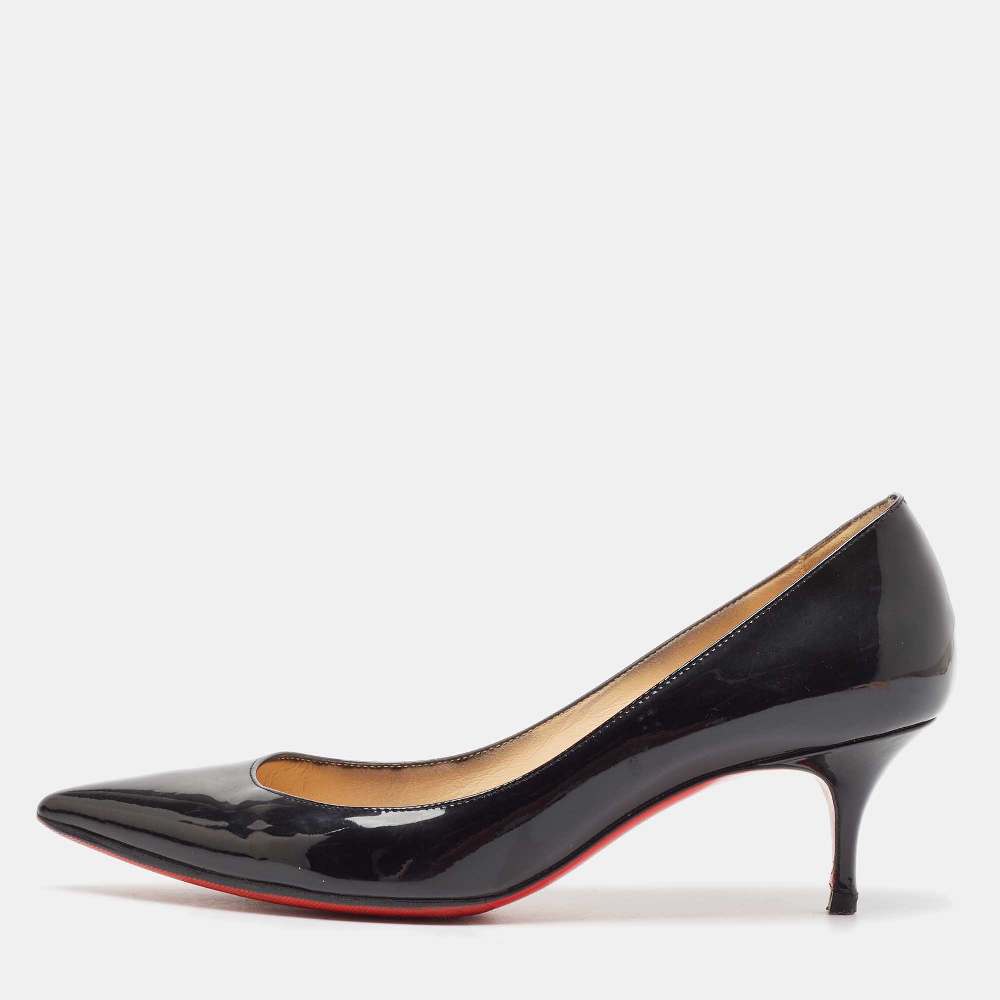 Christian Louboutin Black Patent Leather Kate Pumps Size 37