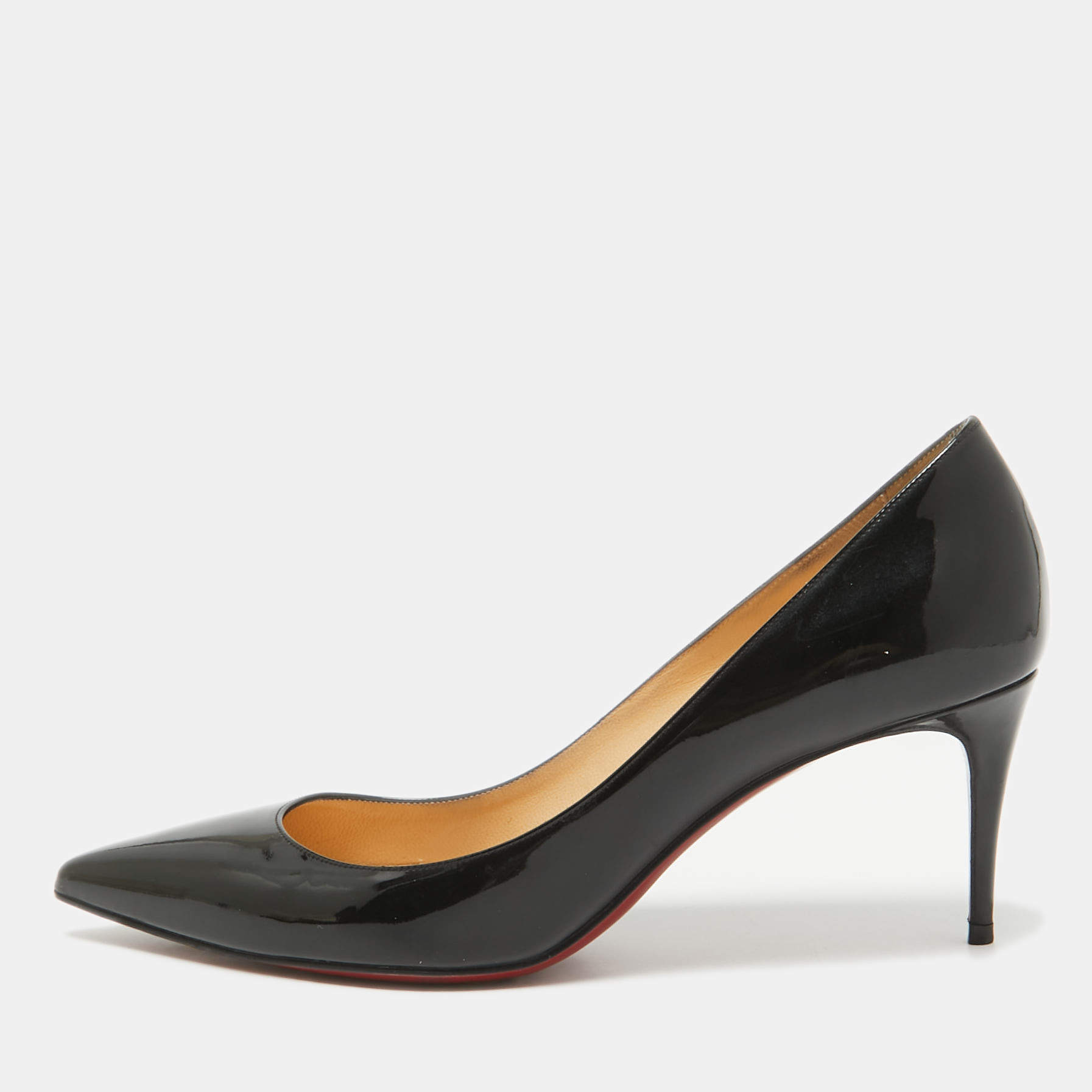 Pre Owned Christian Louboutin Black Patent Pigalle Pumps Size 38