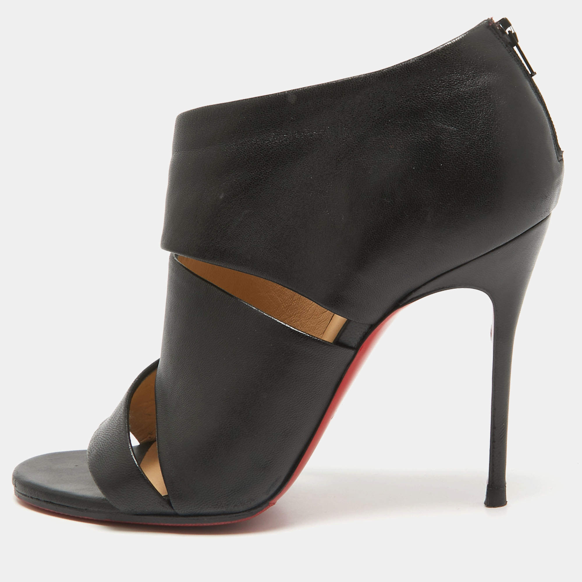 Pre Owned Christian Louboutin Black Leather Cachottiere Sandals Size 36 