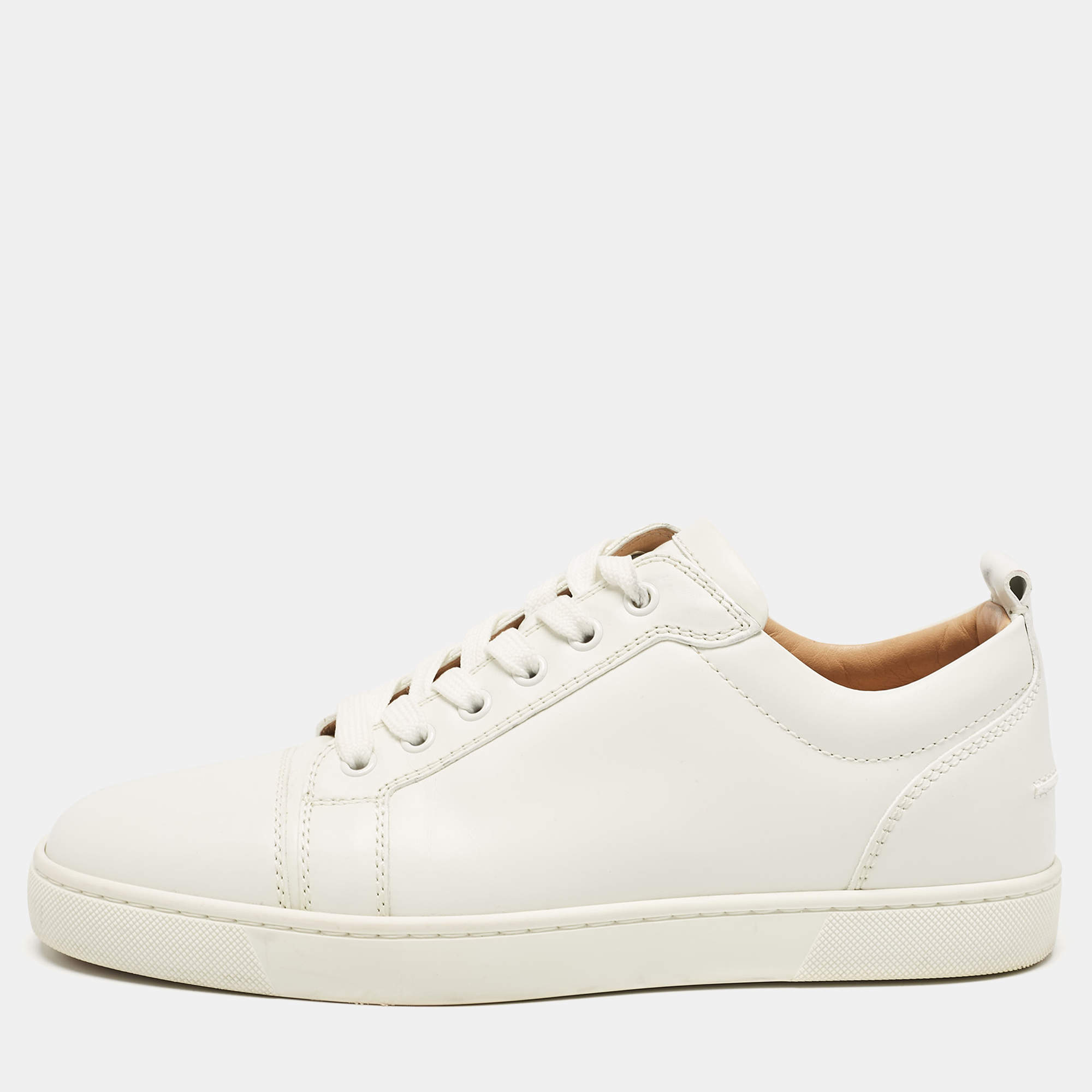 Christian Louboutin White Leather Louis Junior Low Top Sneakers Size 40.5