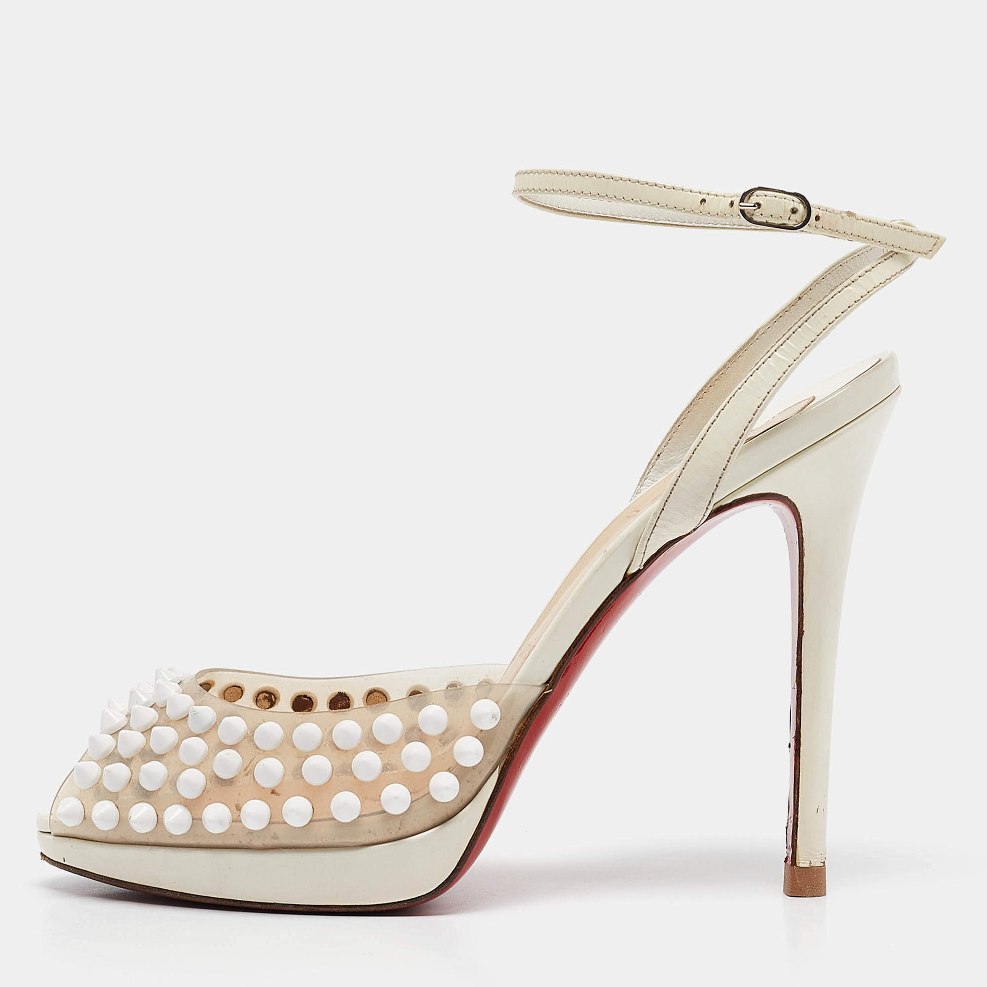 Christian Louboutin Transparent/Cream Patent and PVC St Jeanette Pumps Size 36