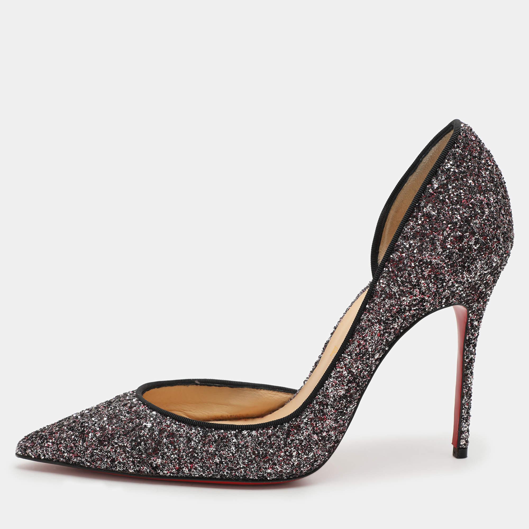 Pre Owned Christian Louboutin Multicolor Glitter Iriza D'orsay Pumps Size 38.5