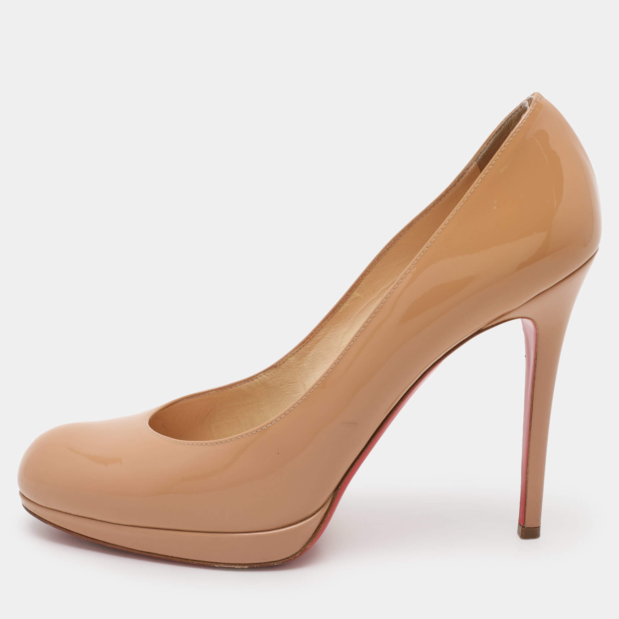 Christian Louboutin Beige Patent Leather New Simple Pumps 41