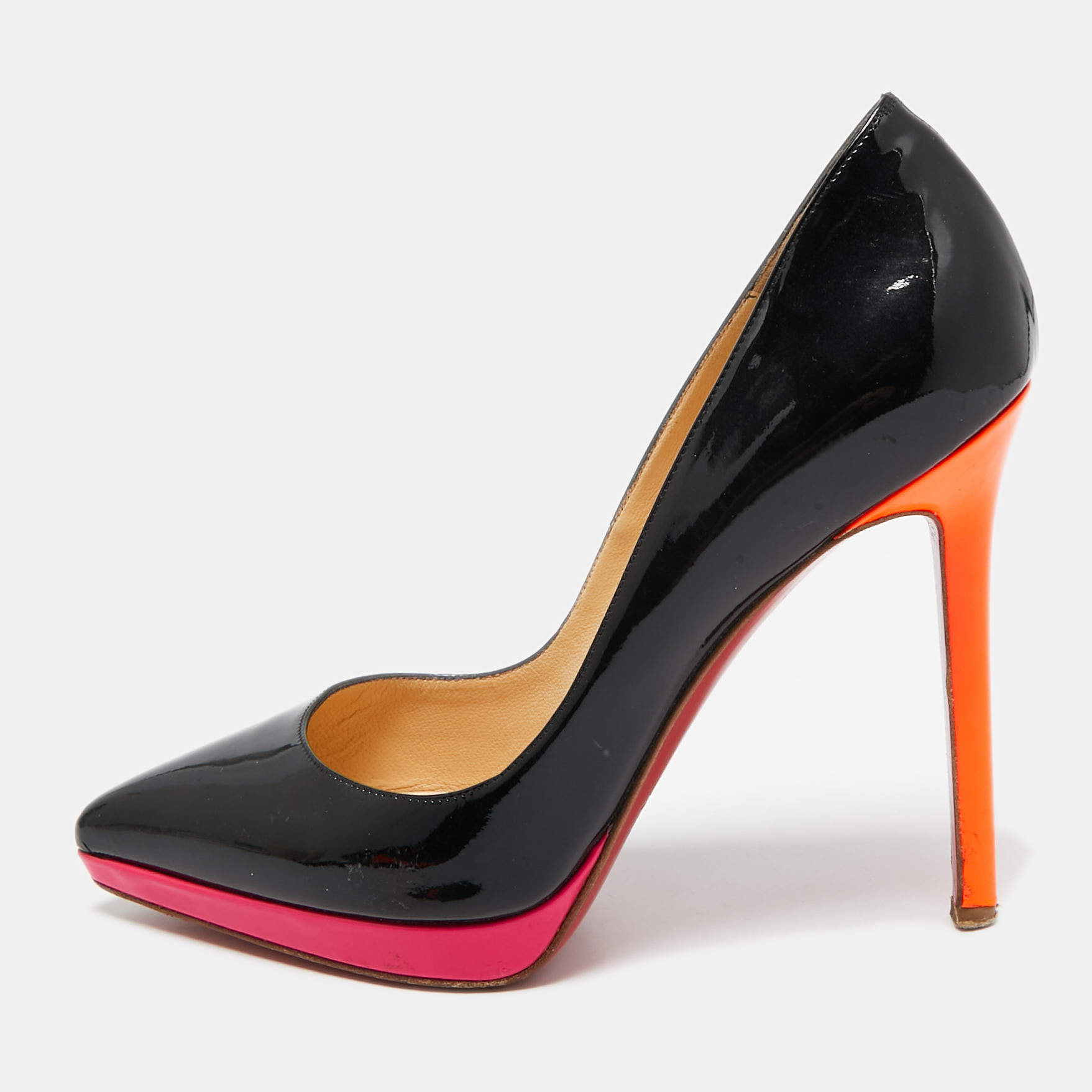 Christian Louboutin Tricolor  Patent Leather Pigalle Plato Pumps Size 37