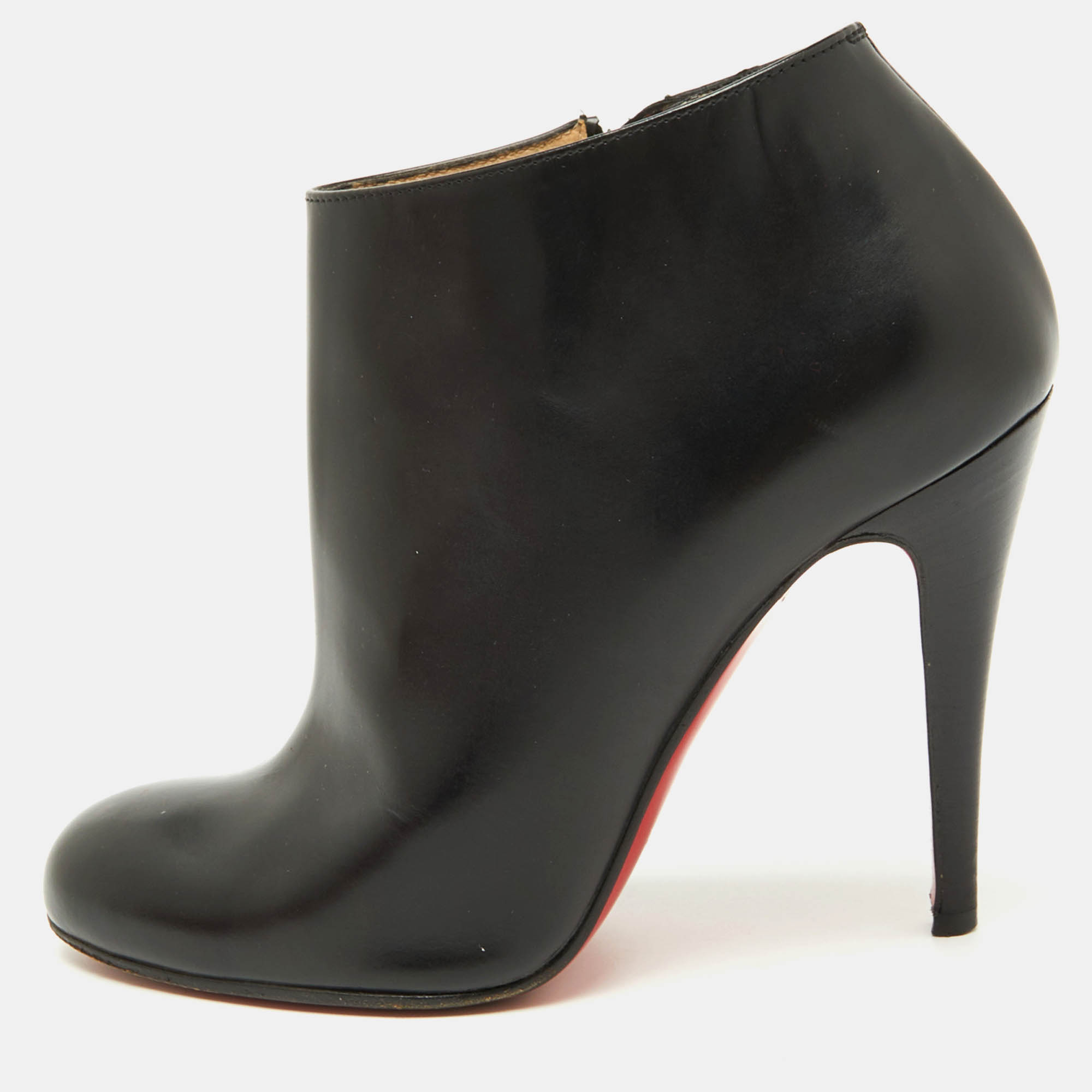 Christian Louboutin Black Leather Belle Ankle Length Boots Size 36.5