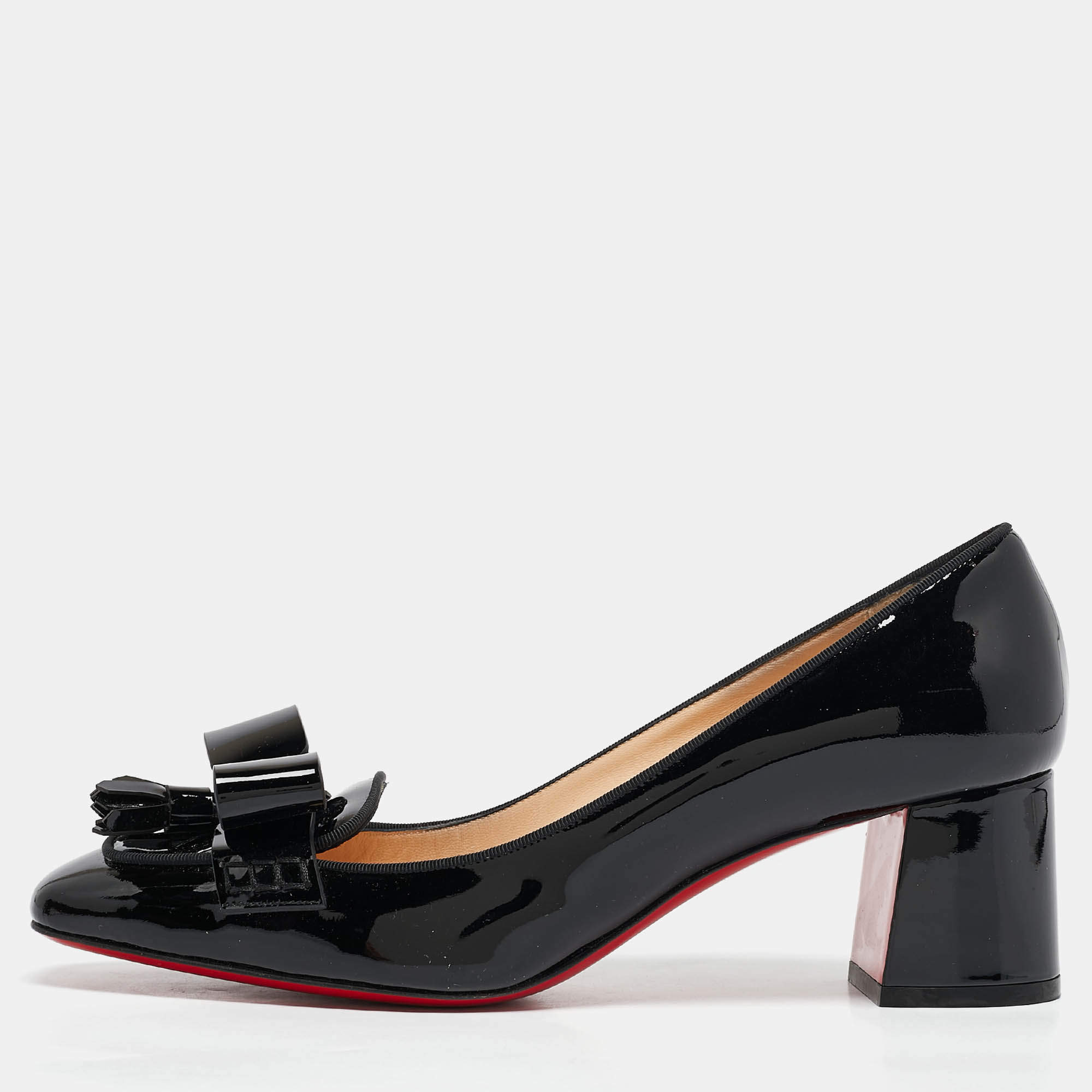 Pre Owned Christian Louboutin Black Patent Leather Carmela Pumps Size 40.5