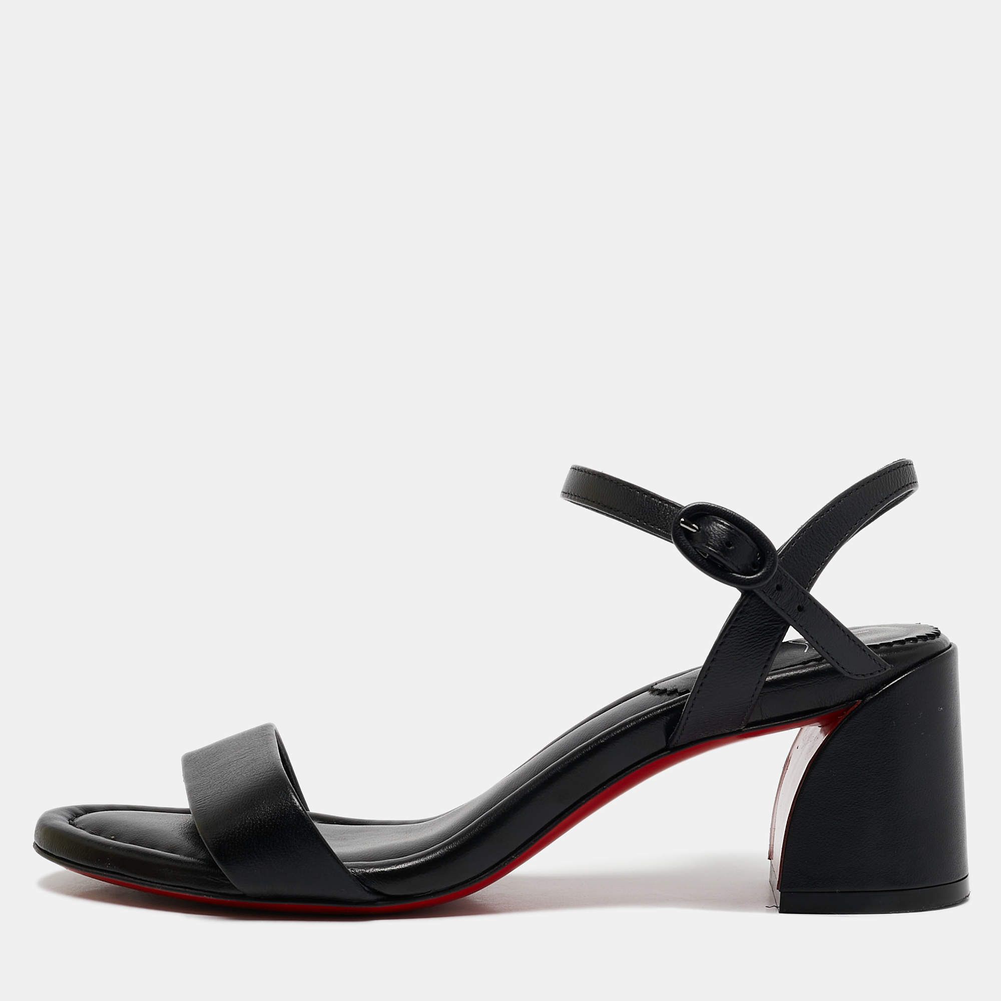 Christian Louboutin Black Leather Miss Jane Sandals Size 36
