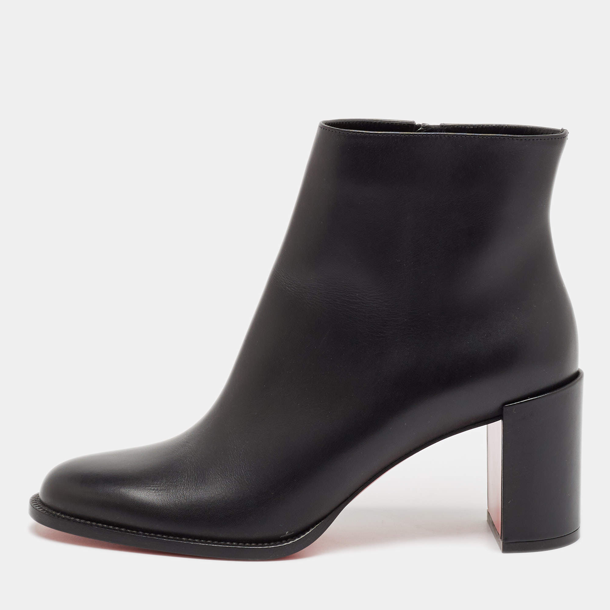 Christian Louboutin Black Leather Adoxa 85 Ankle Boots Size 38