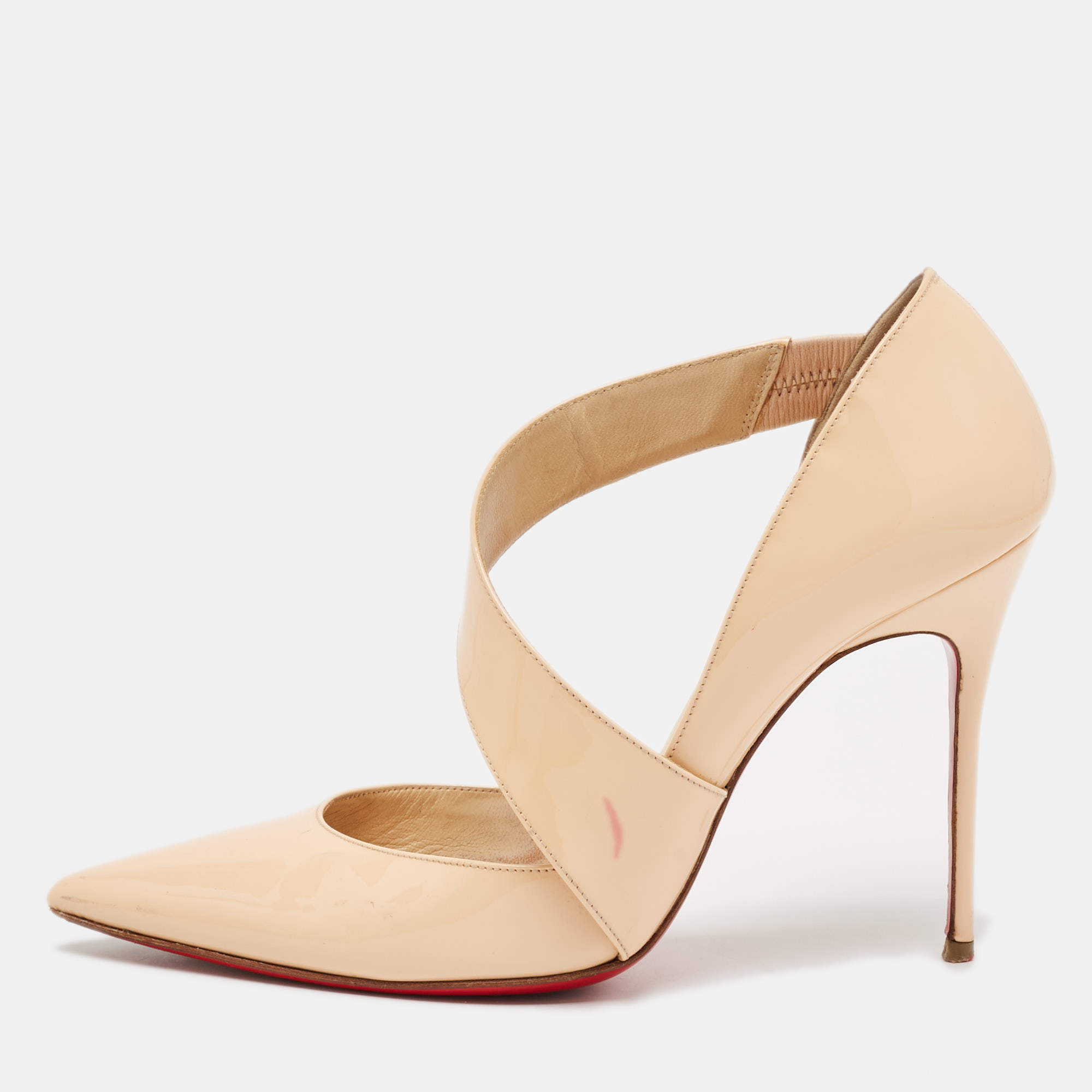 Christian Louboutin Cream Patent Leather  Jumping  Pumps Size 38.5