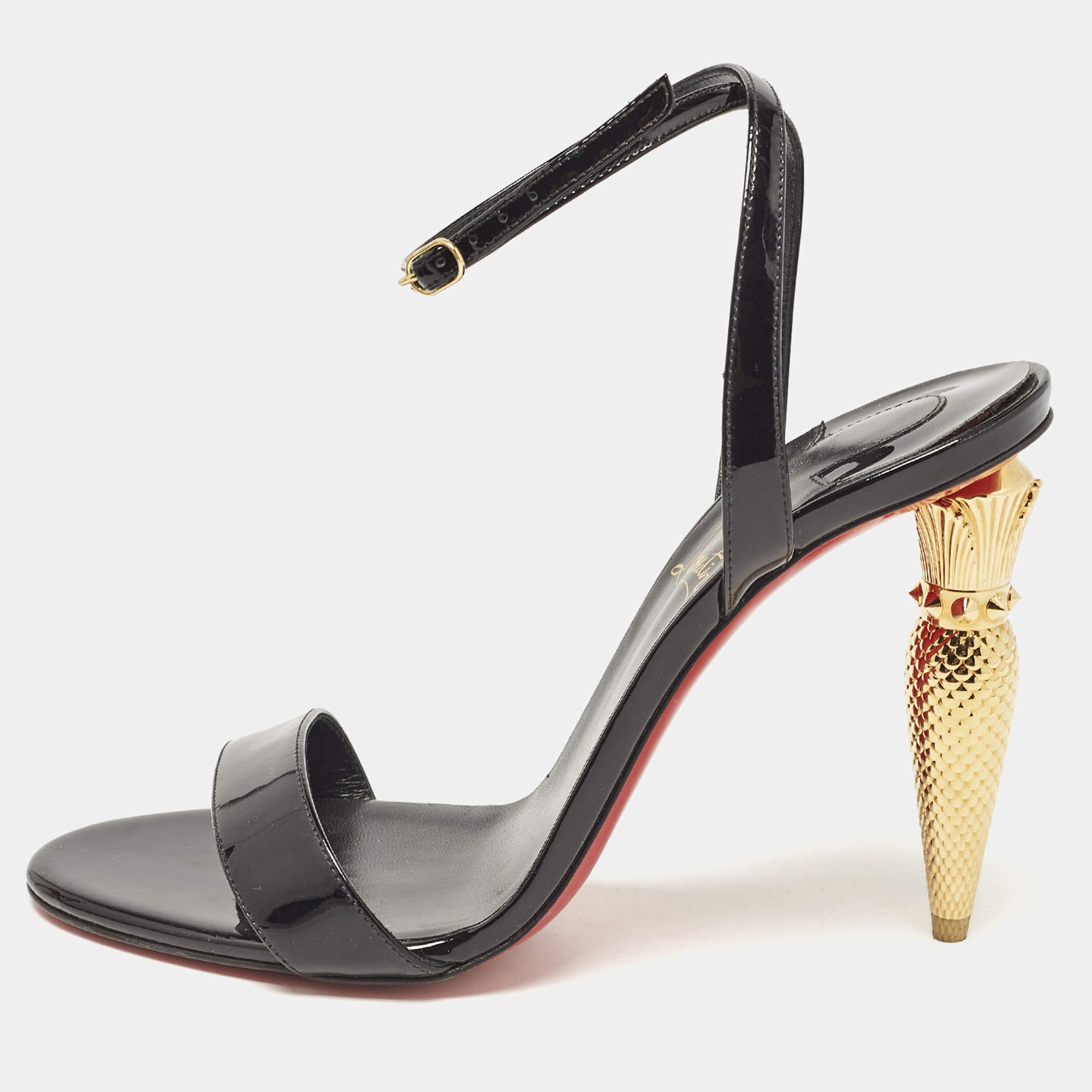 مملوكة مسبقًا Christian Louboutin Black Patent Leather Lip Queen 100  Sandals Size 38.5