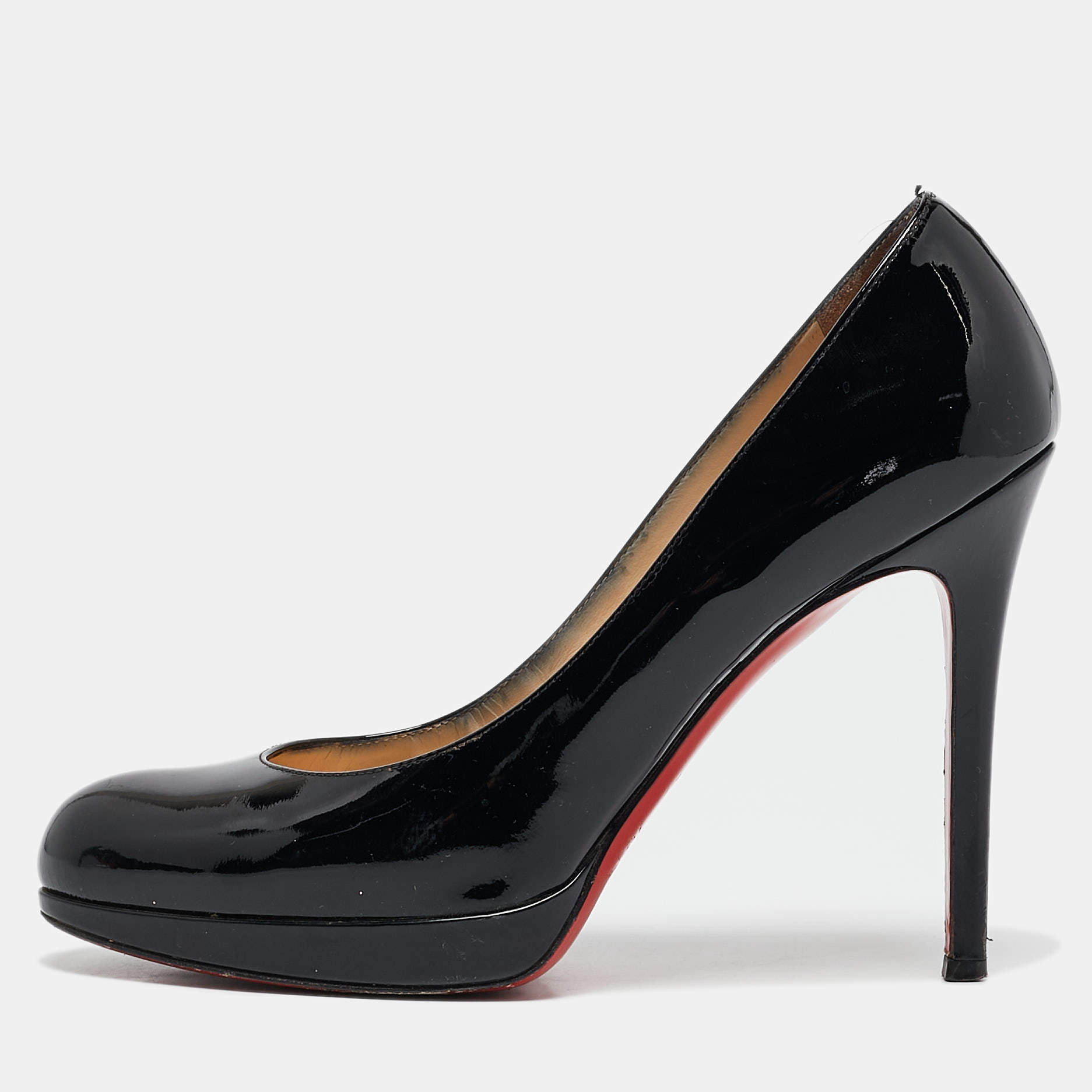 Christian Louboutin Black Patent Leather New Simple Pumps Size 37