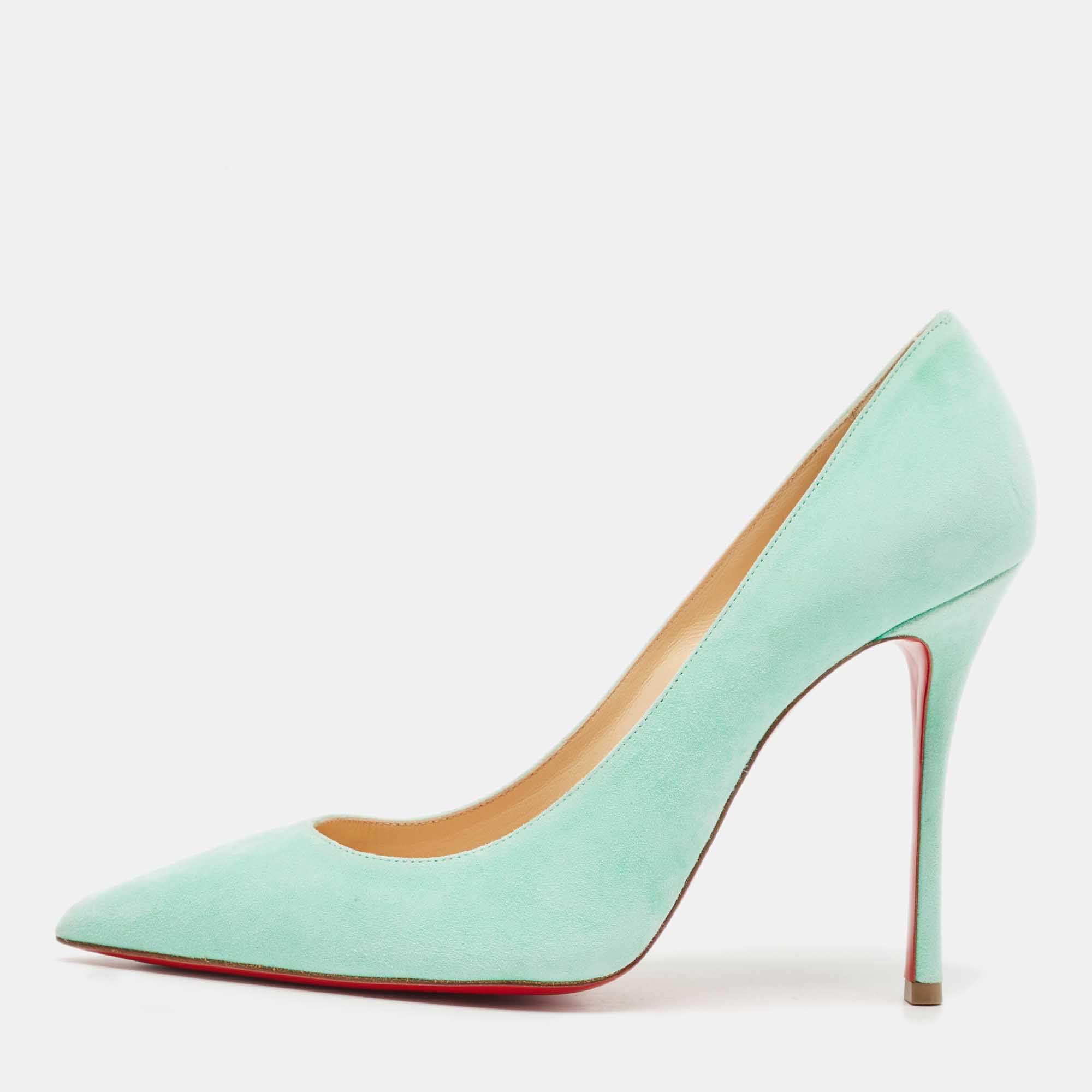 Christian Louboutin Green Suede Pigalle Follies Pumps Size 38
