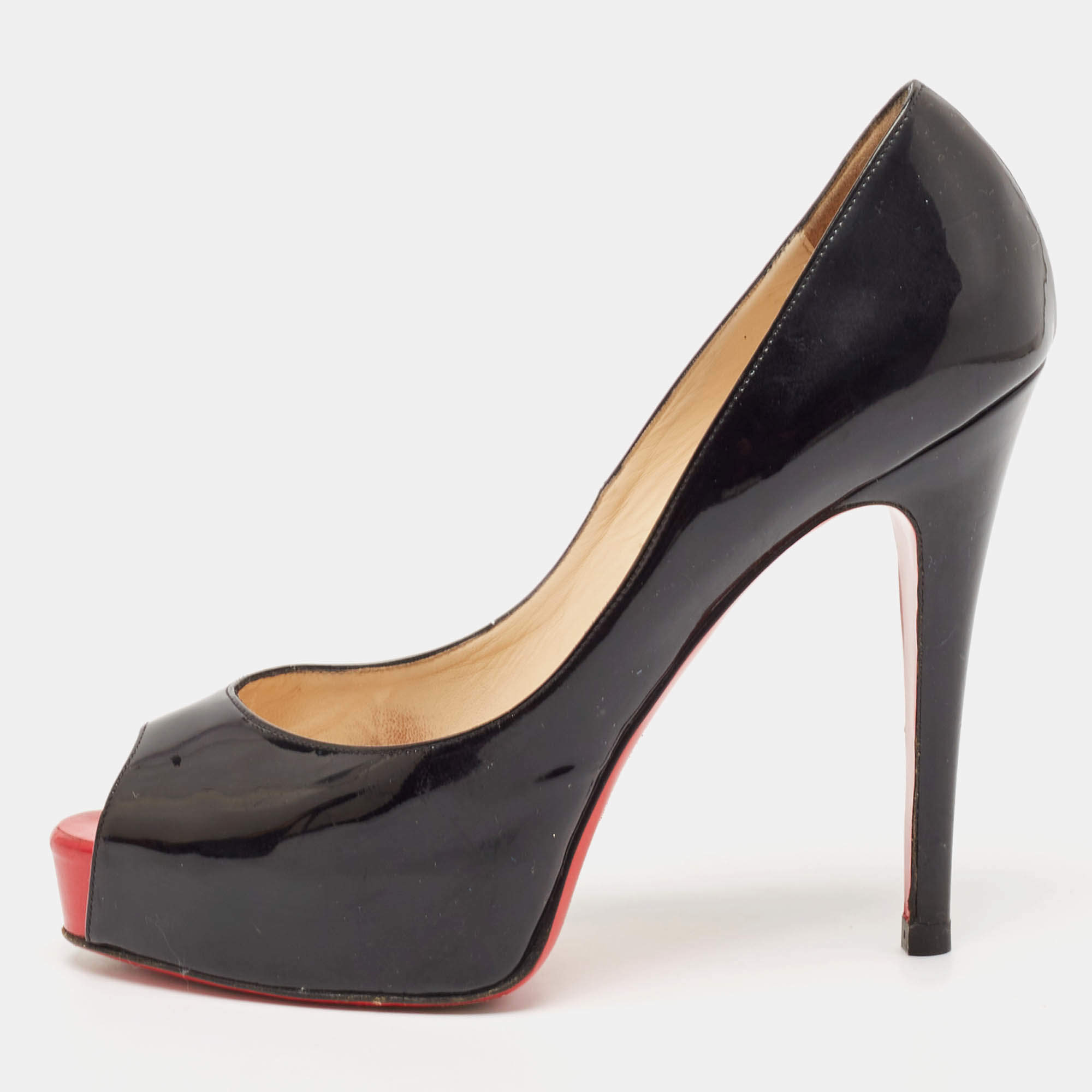 Christian Louboutin Black Patent Leather Very Prive Pumps Size 40