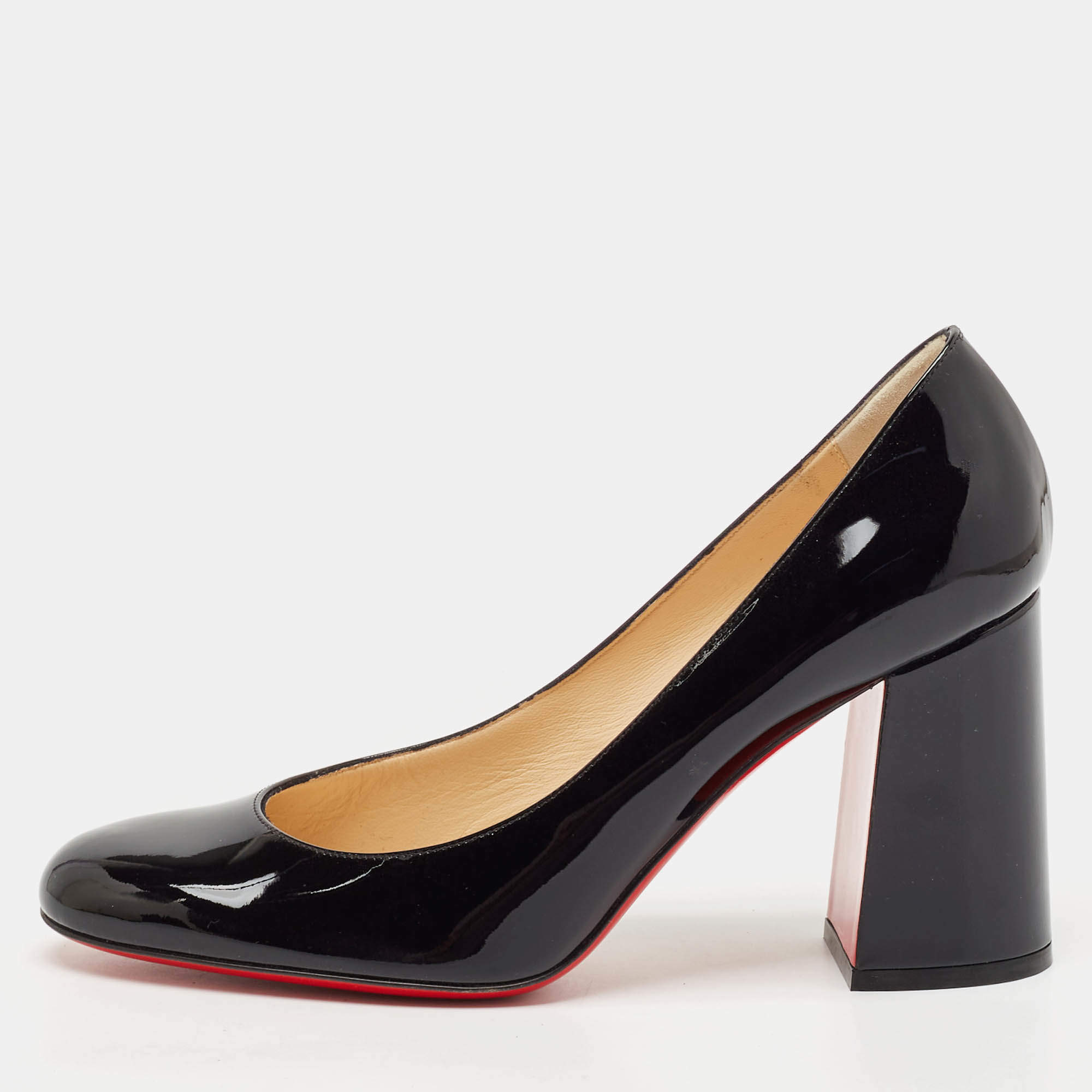Pre Owned Christian Louboutin Black  Patent Leather Miss Tack Pumps Size 39