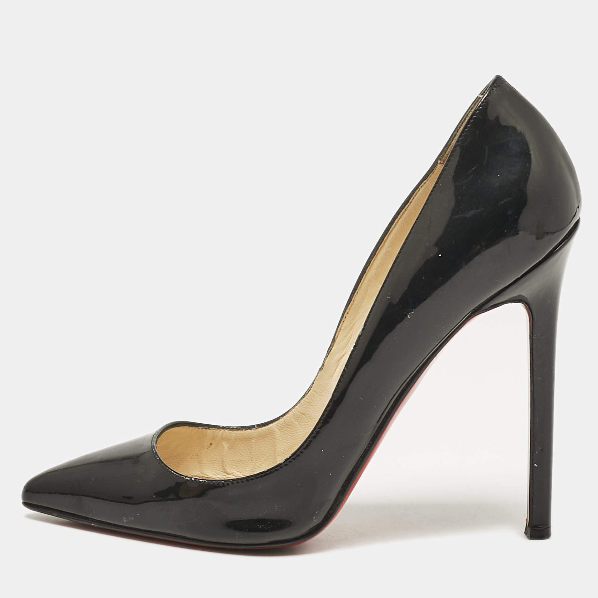 Christian Louboutin Black Patent Leather Pigalle Pumps Size 36.5