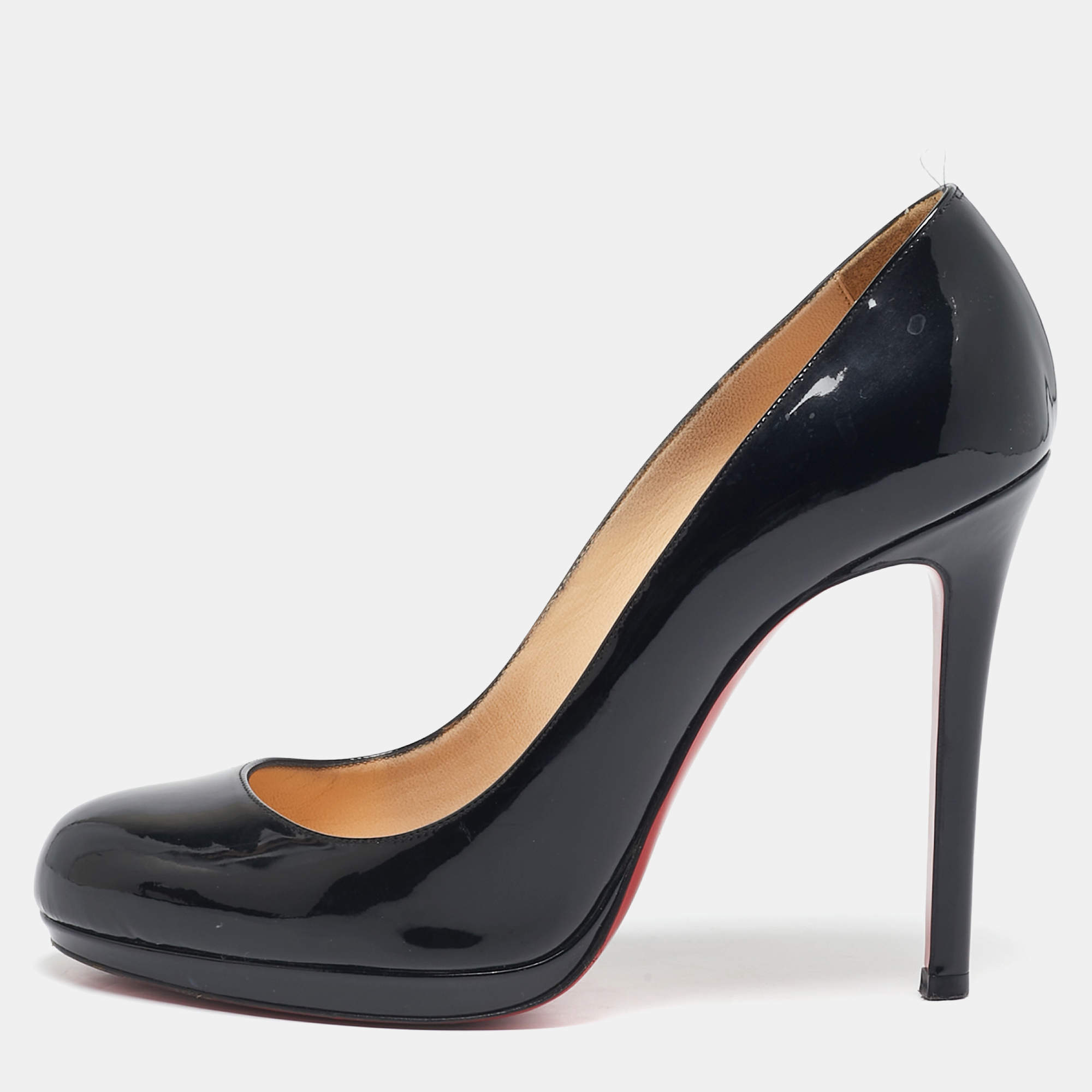 Christian Louboutin Black Patent Leather New Simple Pumps Size 38.5