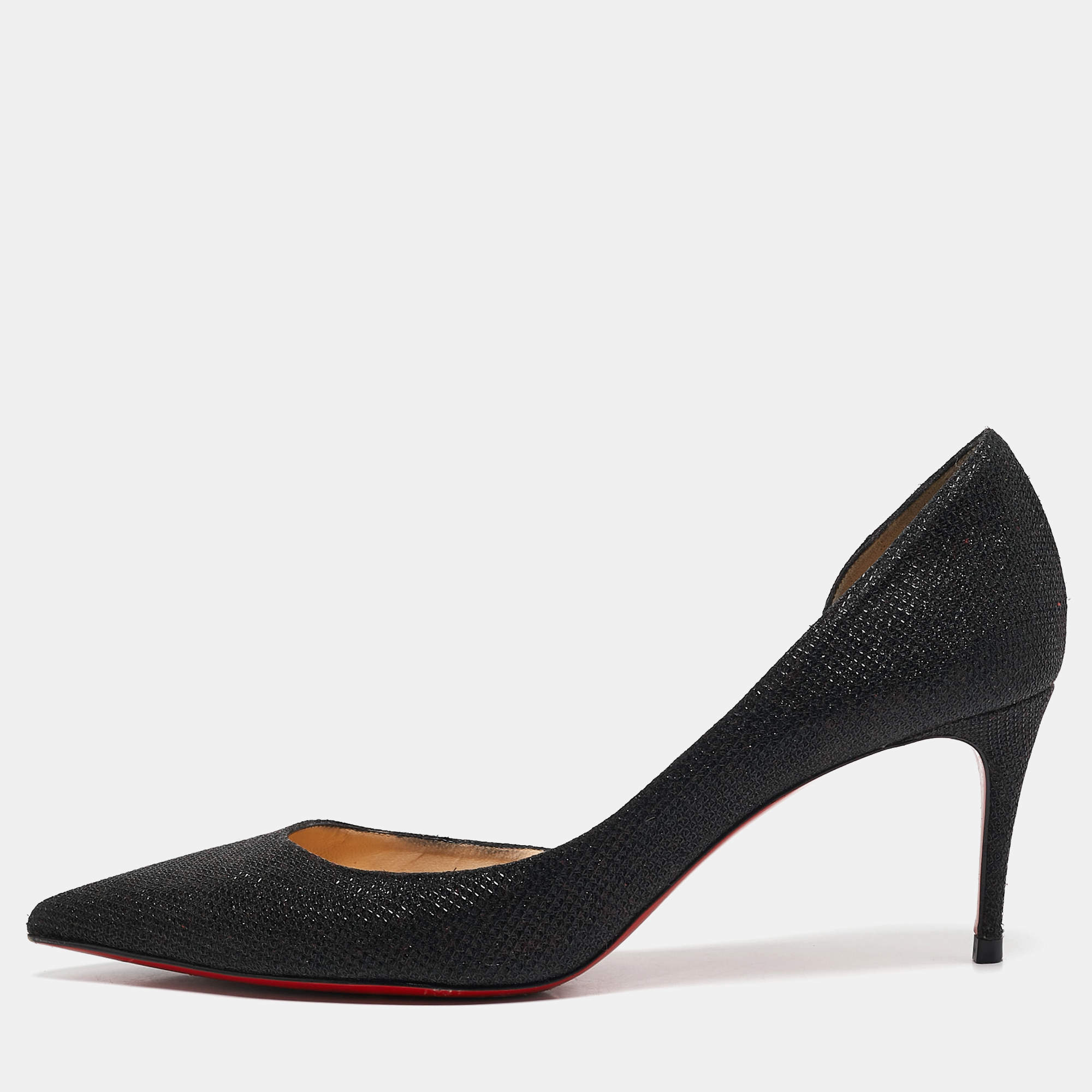 Christian Louboutin Black Lurex Fabric Iriza D'orsay Pumps Size 40