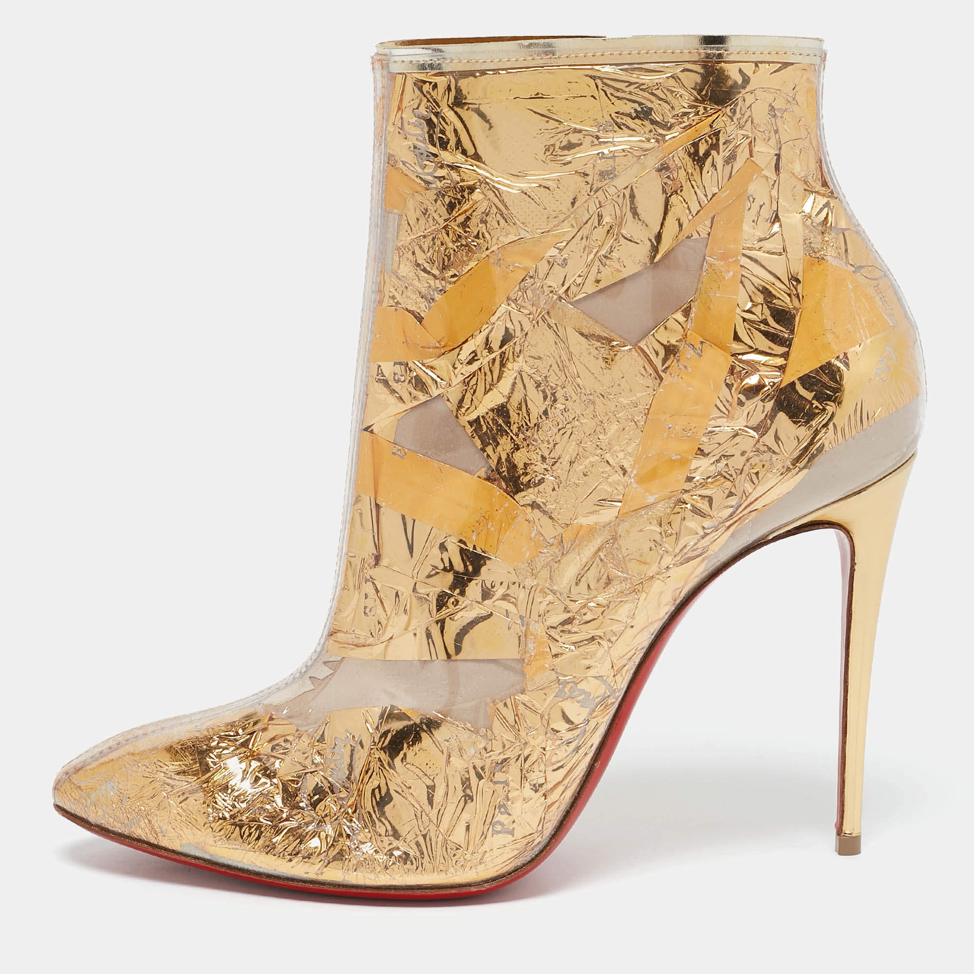 Christian Louboutin Transparent PVC Booty Ankle Length Boots Size 39