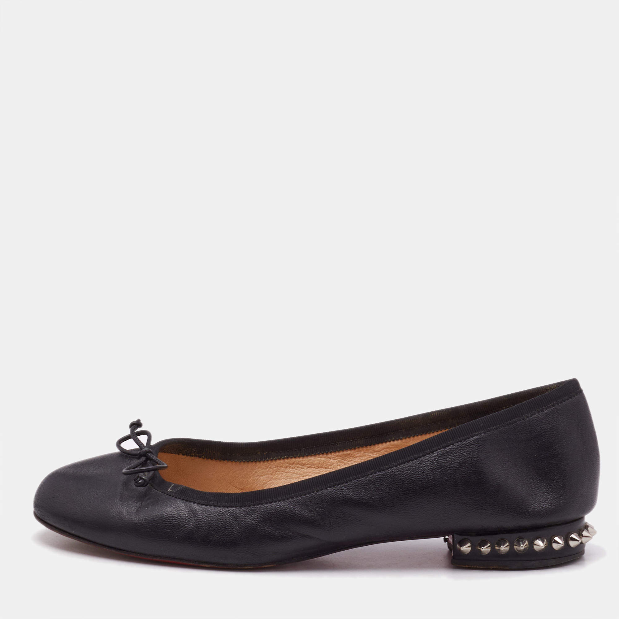 Christian Louboutin Black Leather La Massine Ballet Flats Size 37.5