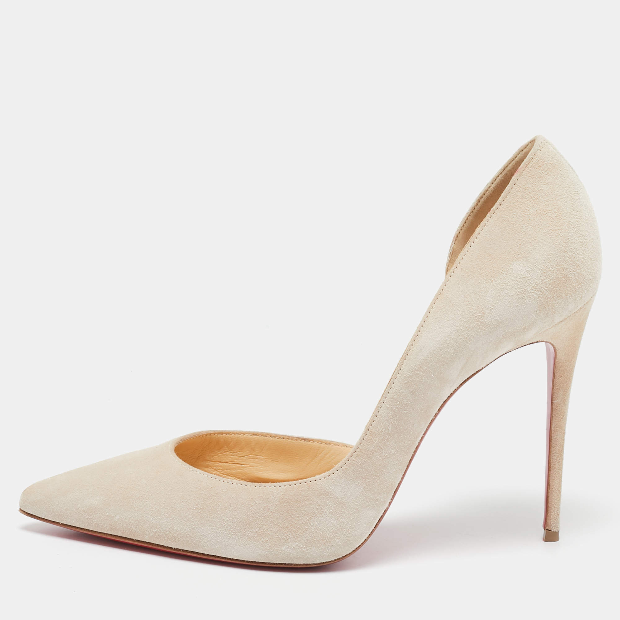 Pre Owned Christian Louboutin Beige Suede Iriza D'orsay Pumps Size 40